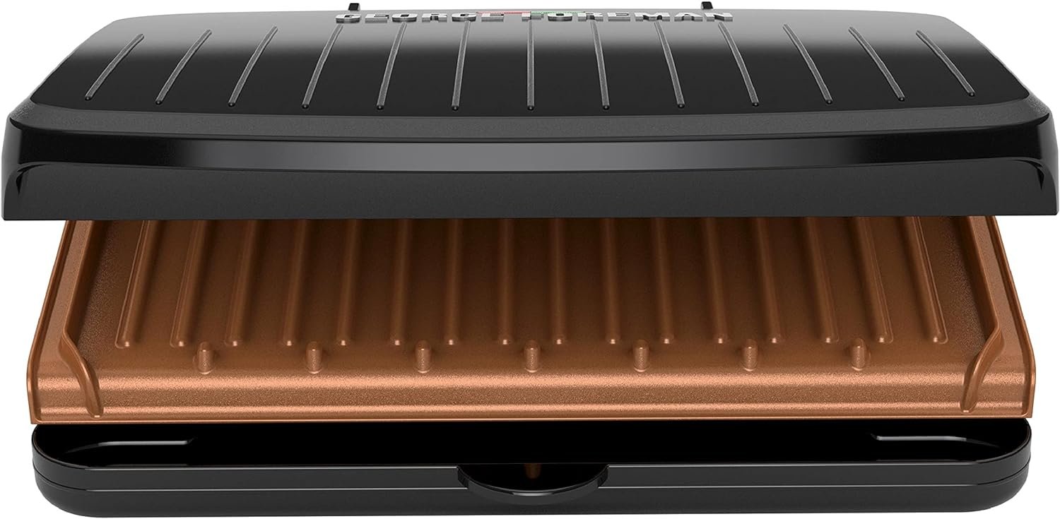 George Foreman 5-Serving Classic Plate Electric Indoor Grill and Panini Press, Space Saving Design, Black