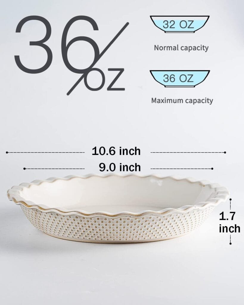 getstar Ceramic Pie Pan, 9 inch Pie Dish for Baking, Non-Stick, Oven Dishwasher Safe, Farmhouse Decor Quiche Baking Dish, Pie Plate, Deep Dish Pie Pan (Embossed Dots) getstar Ceramic Pie Pan, 9 inch Pie Dish for Baking, Non-Stick, Oven Dishwasher Safe, Farmhouse Decor Quiche Baking Dish, Pie Plate, Deep Dish Pie Pan (Embossed Dots)