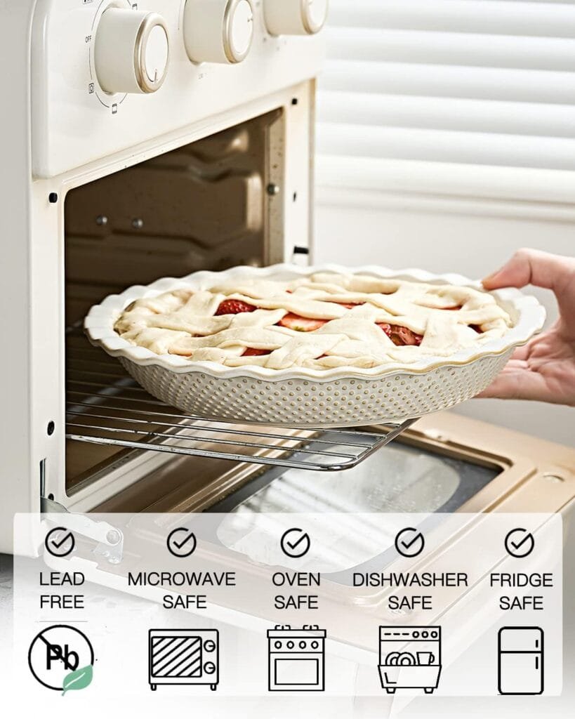 getstar Ceramic Pie Pan, 9 inch Pie Dish for Baking, Non-Stick, Oven Dishwasher Safe, Farmhouse Decor Quiche Baking Dish, Pie Plate, Deep Dish Pie Pan (Embossed Dots) getstar Ceramic Pie Pan, 9 inch Pie Dish for Baking, Non-Stick, Oven Dishwasher Safe, Farmhouse Decor Quiche Baking Dish, Pie Plate, Deep Dish Pie Pan (Embossed Dots)