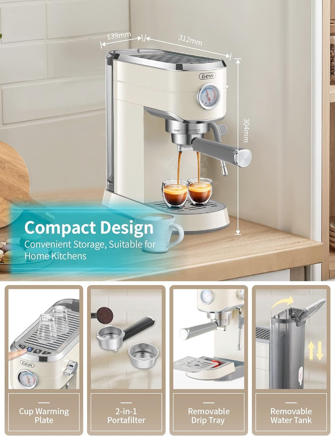 Gevi Espresso Machine 20 Bar, Professional Espresso Maker with Milk Frother Steam Wand, Compact Espresso Machines for Cappuccino, Latte, Commercial Espresso Machines  Coffee Makers Gevi Espresso Machine 20 Bar, Professional Espresso Maker with Milk Frother Steam Wand, Compact Espresso Machines for Cappuccino, Latte, Commercial Espresso Machines  Coffee Makers