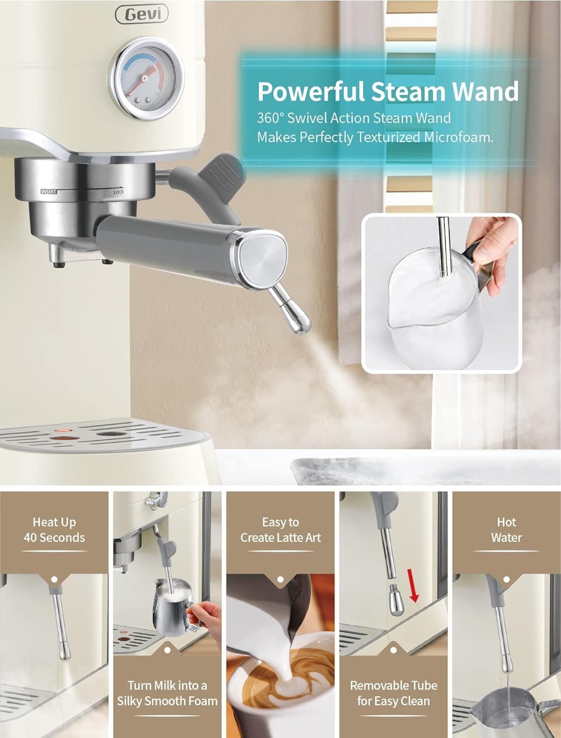 Gevi Espresso Machine 20 Bar, Professional Espresso Maker with Milk Frother Steam Wand, Compact Espresso Machines for Cappuccino, Latte, Commercial Espresso Machines  Coffee Makers Gevi Espresso Machine 20 Bar, Professional Espresso Maker with Milk Frother Steam Wand, Compact Espresso Machines for Cappuccino, Latte, Commercial Espresso Machines  Coffee Makers