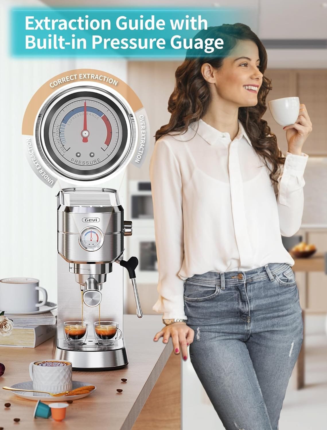 Gevi Espresso Machine 20 Bar, Professional Espresso Maker with Milk Frother Steam Wand, Compact Espresso Machines for Cappuccino, Latte, Commercial Espresso Machines  Coffee Makers Gevi Espresso Machine 20 Bar, Professional Espresso Maker with Milk Frother Steam Wand, Compact Espresso Machines for Cappuccino, Latte, Commercial Espresso Machines  Coffee Makers