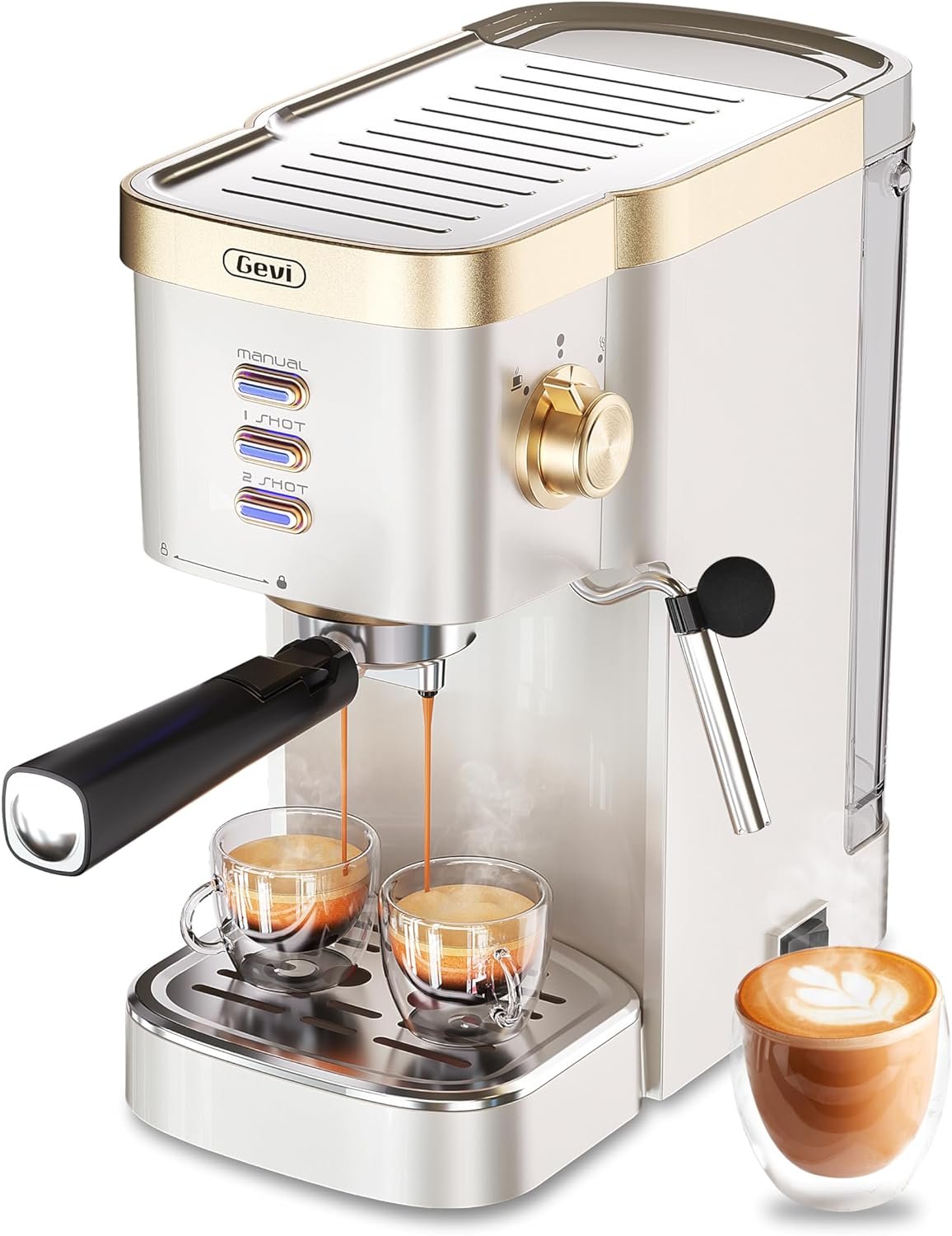 Gevi Espresso Machine 20 Bar, Professional Espresso Maker with Milk Frother Steam Wand, Compact Semi-Automatic Espresso Machines for Cappuccino, Latte，coffee serving set