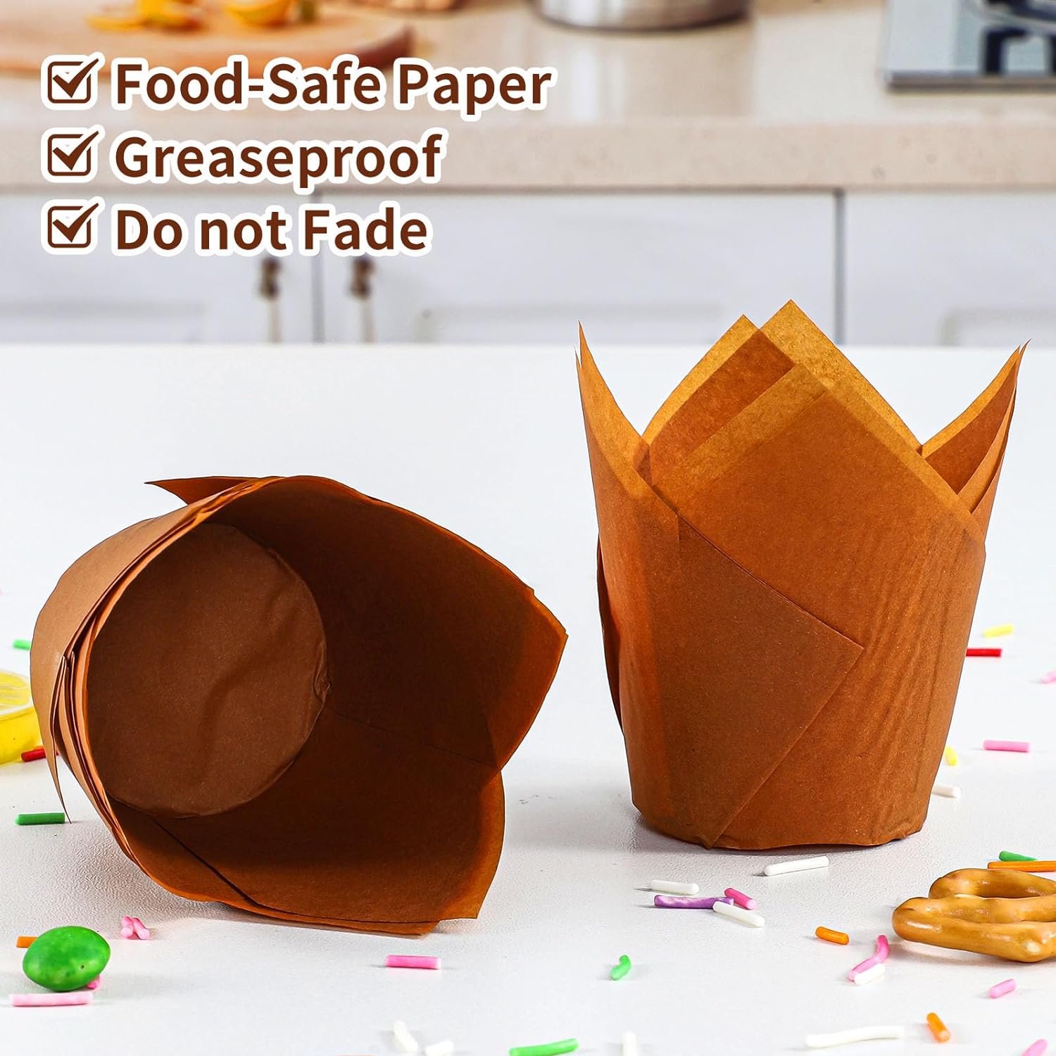 Gifbera 200-Count Tulip Cupcake Liners Paper Baking Cups Holders, Unbleached Parchment Paper Tulip Muffin Liners Cupcake Wrapper for Halloween, Party, Christmas Gifbera 200-Count Tulip Cupcake Liners Paper Baking Cups Holders, Unbleached Parchment Paper Tulip Muffin Liners Cupcake Wrapper for Halloween, Party, Christmas