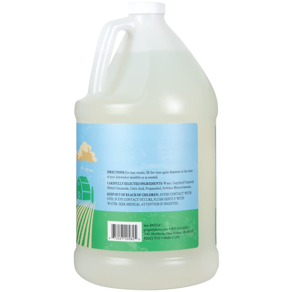 Ginger Lily Farms Botanicals Plant-Based 4-In-1 Dishwasher Rinse Aid, 100% Vegan  Cruelty-Free, Fragrance-Free, 1 Gallon (128 fl oz) Refill, 128.00 Fl Oz (Pack of 1)