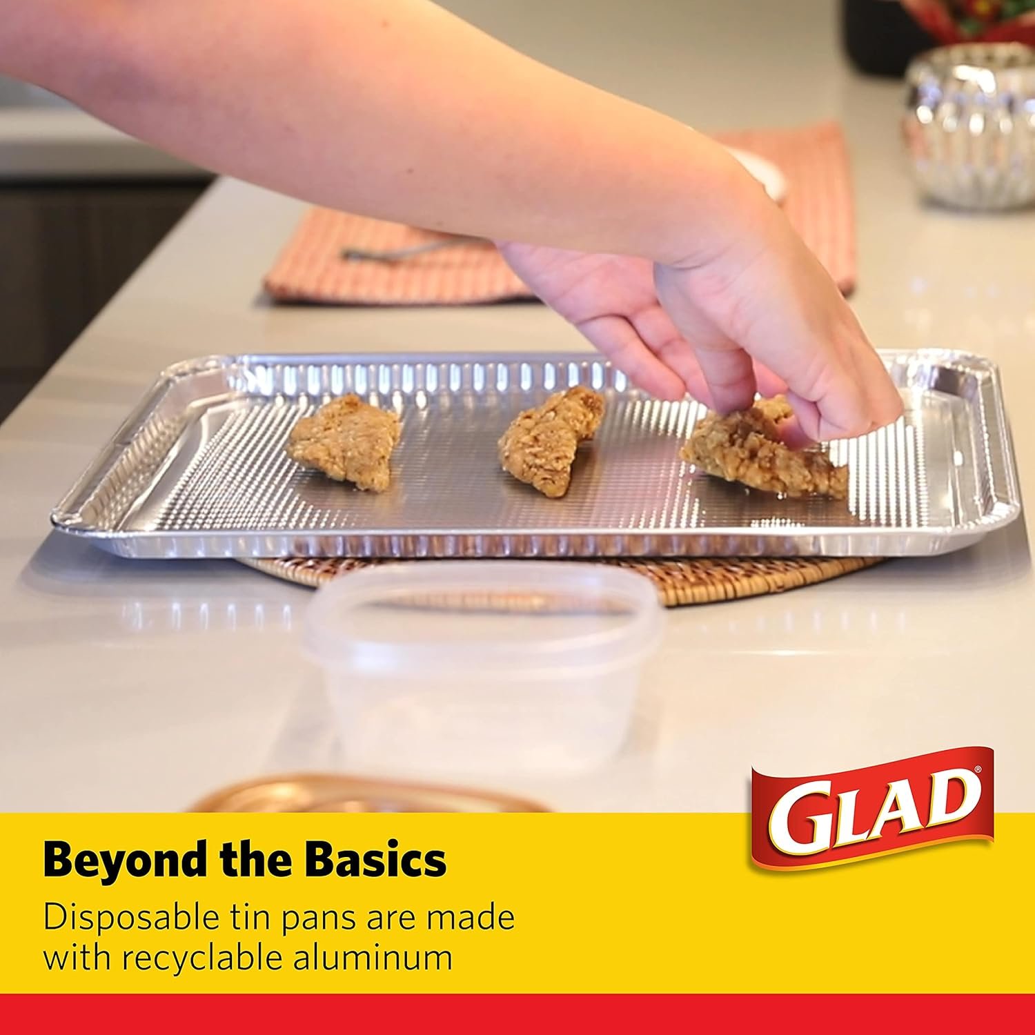 Glad Disposable Bakeware Aluminum Rectangular Cookie Sheets for Baking and Roasting, 12 Count | 16 x 11 x 0.25 - Textured Sheet for Easy Removal, Made from Recyclable Aluminum