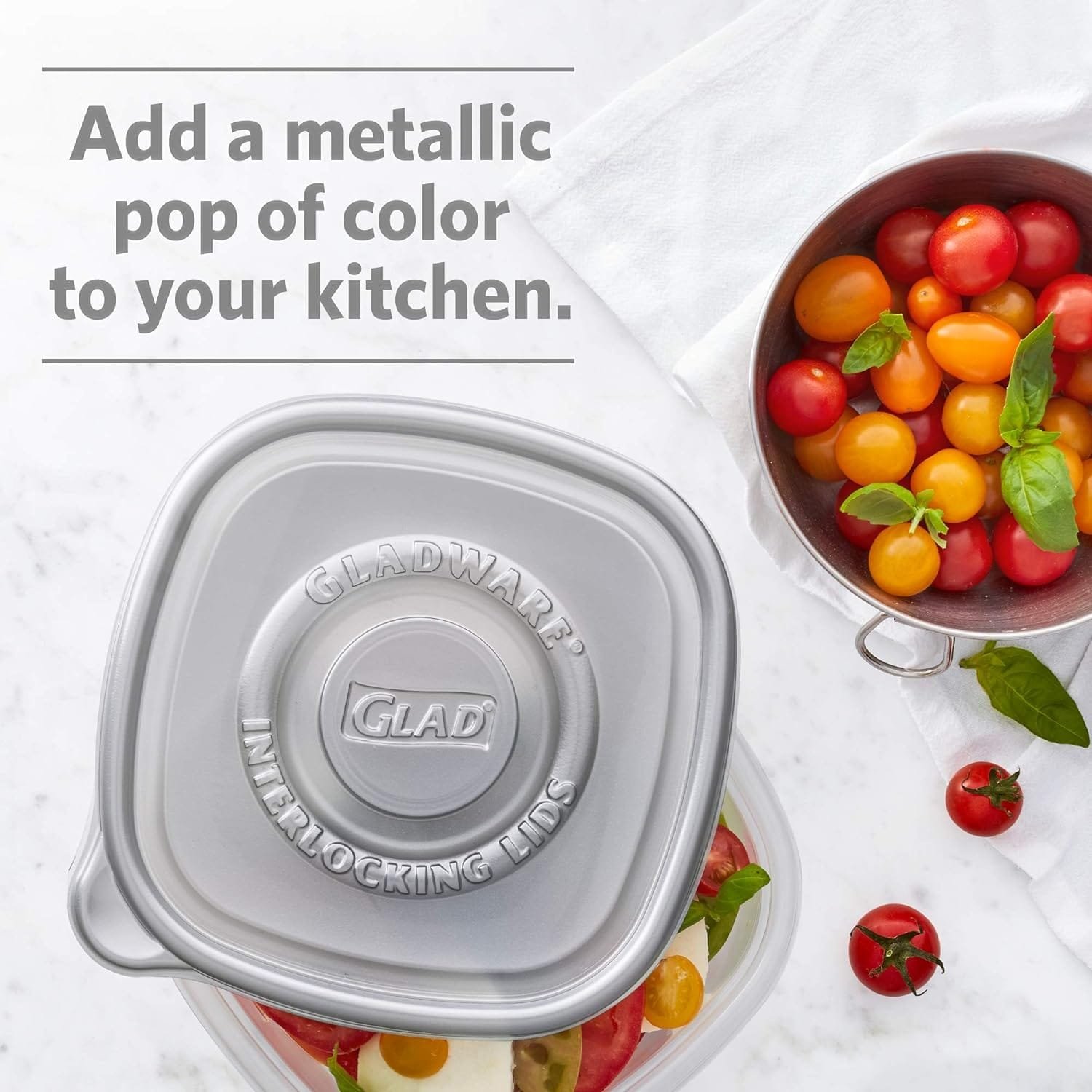 GladWare Home Entree Food Storage Containers, Medium Square Holds 25 Ounces of Food, 5 Count Set |With Glad Lock Tight Seal, BPA Free Containers and Lids