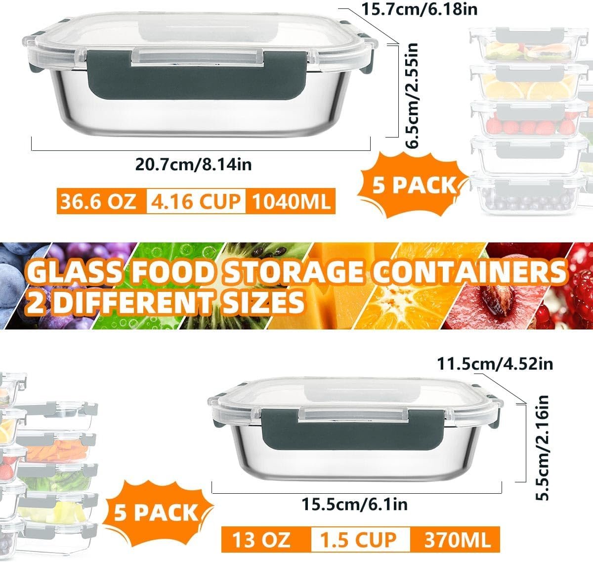 Glass Food Storage Containers with Lids, 10 Pack Glass Meal Prep Containers with Snap Locking Lids for Lunch, Leftovers Airtight Glass Bowls with lids Microwave, Oven, Freezer, Dishwasher Safe Glass Food Storage Containers with Lids, 10 Pack Glass Meal Prep Containers with Snap Locking Lids for Lunch, Leftovers Airtight Glass Bowls with lids Microwave, Oven, Freezer, Dishwasher Safe