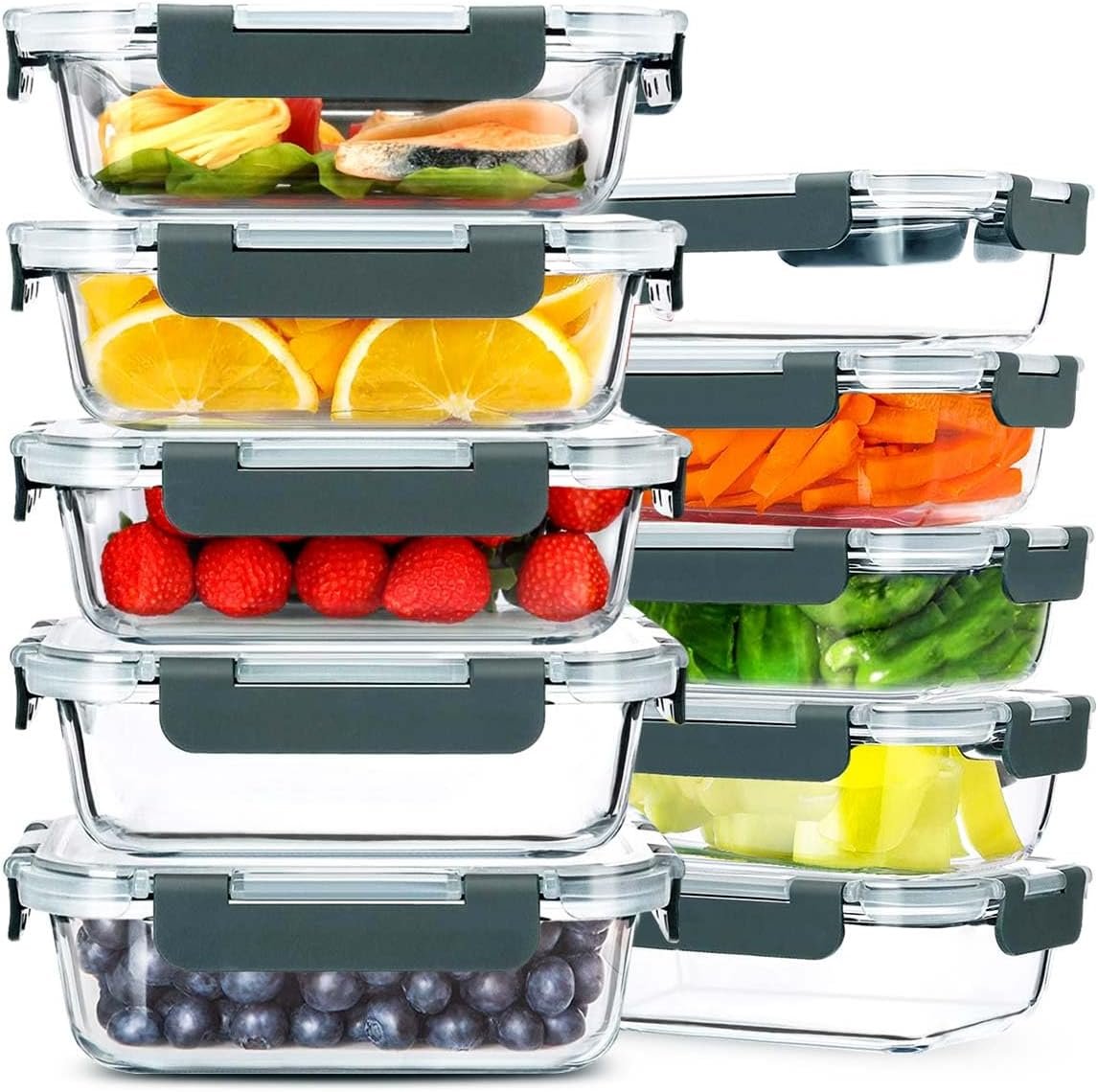 Glass Food Storage Containers with Lids, 10 Pack Glass Meal Prep Containers with Snap Locking Lids for Lunch, Leftovers Airtight Glass Bowls with lids Microwave, Oven, Freezer, Dishwasher Safe Glass Food Storage Containers with Lids, 10 Pack Glass Meal Prep Containers with Snap Locking Lids for Lunch, Leftovers Airtight Glass Bowls with lids Microwave, Oven, Freezer, Dishwasher Safe