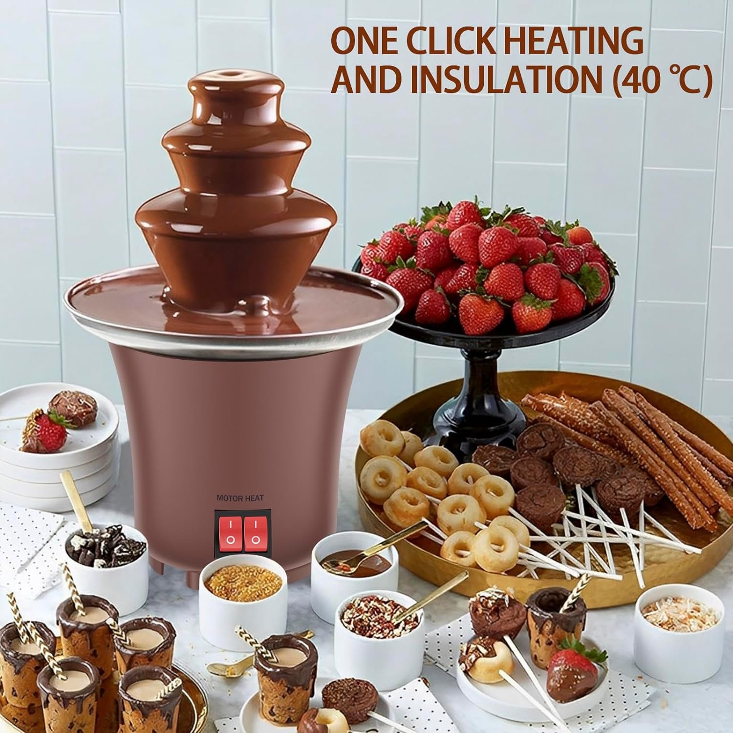 GLMFAN Chocolate Fondue Fountain, 3 Tier 10oz Electric Chocolate Fountain Machine, Stainless Steel Chocolate Melt Fondue Machine for Parties Cheese Candy, Dip Strawberries Vegetables and More Auto Off GLMFAN Chocolate Fondue Fountain, 3 Tier 10oz Electric Chocolate Fountain Machine, Stainless Steel Chocolate Melt Fondue Machine for Parties Cheese Candy, Dip Strawberries Vegetables and More Auto Off