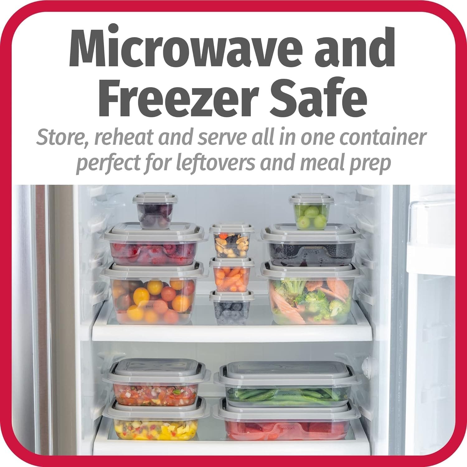 GoodCook EveryWare 60-Piece BPA-Free Plastic Food Storage Container Set, Clear/Grey GoodCook EveryWare 60-Piece BPA-Free Plastic Food Storage Container Set, Clear/Grey