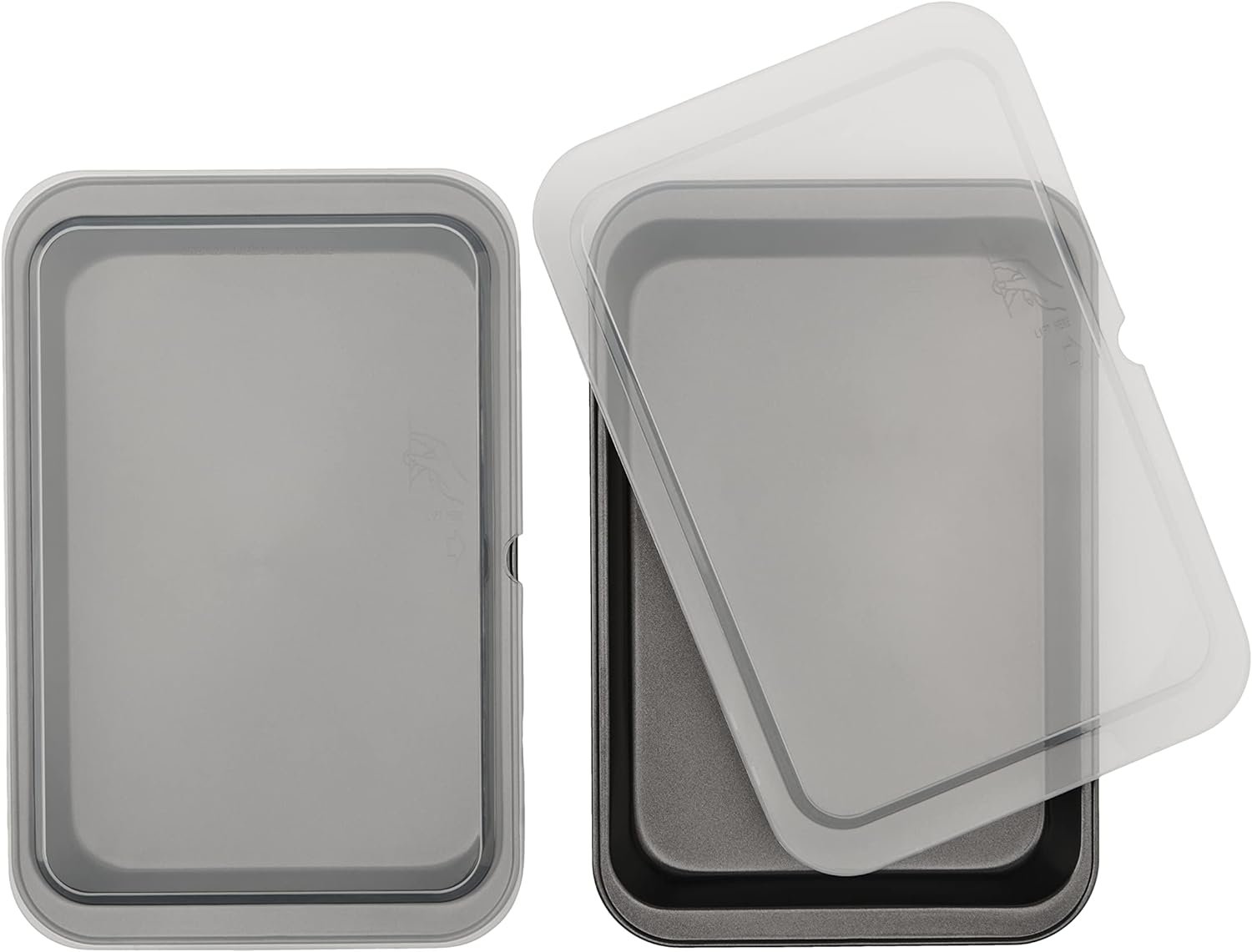 GoodCook Set of 2 Nonstick Steel 13 x 9 Cake Baking Pans with Covers, Gray