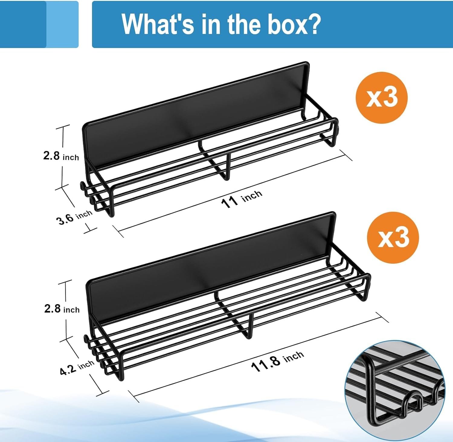 Goovilla Magnetic Spice Rack for Refrigerator Organizer with 20 Hooks, Magnetic Fridge Spice Shelf 4 Pack, Strong Magnet Seasoning Organizer Rack for Refrigerator Kitchen Classroom Storage, Black
