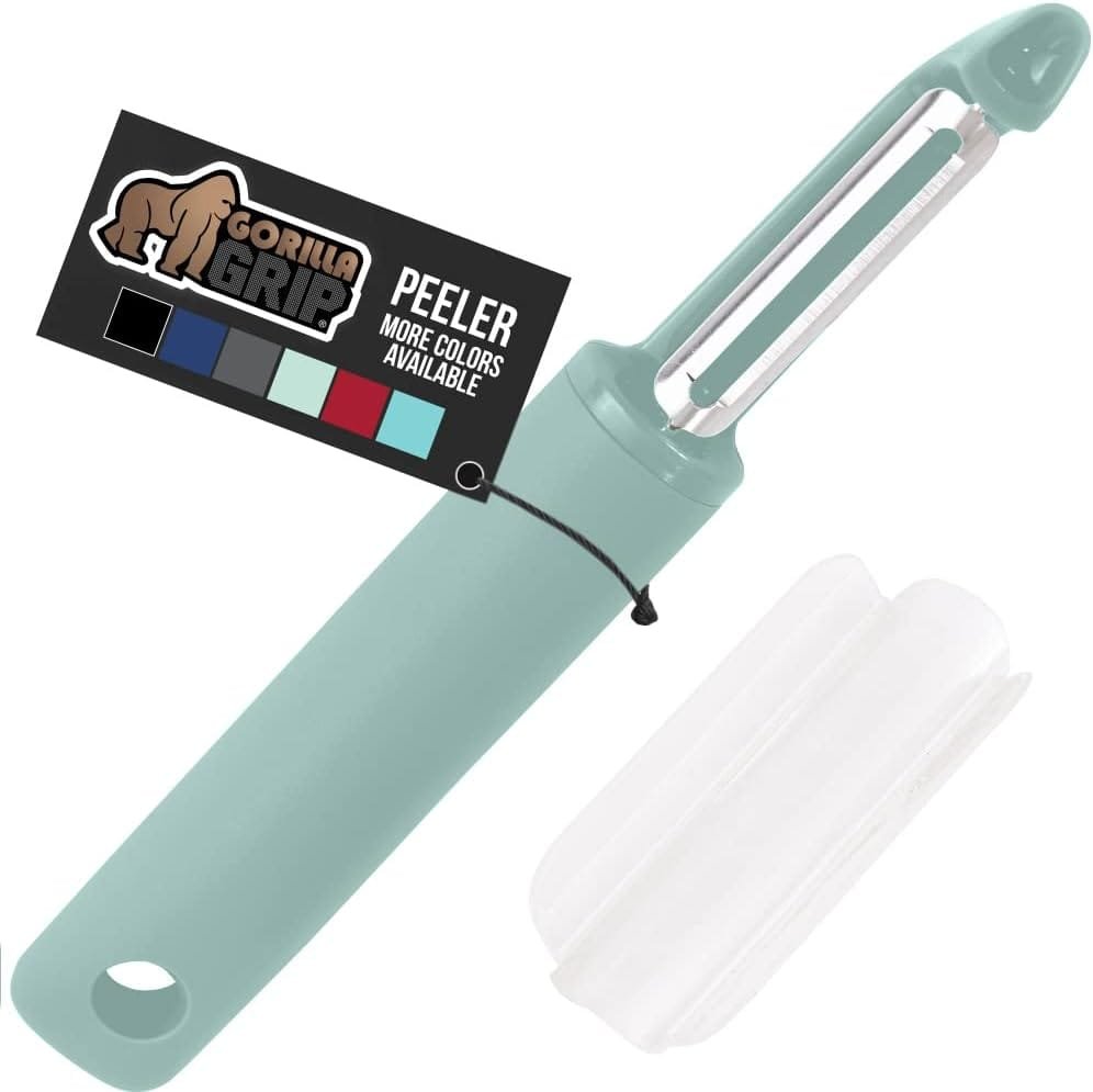 Gorilla Grip Swivel Vegetable Peeler, Sharp Stainless Steel Blades, Comfortable Handle, Dishwasher Safe, Kitchen Food Peelers, Easy Peeling, Peel Vegetables, Apple, Potato, Safe Blade Guard, Mint Gorilla Grip Swivel Vegetable Peeler, Sharp Stainless Steel Blades, Comfortable Handle, Dishwasher Safe, Kitchen Food Peelers, Easy Peeling, Peel Vegetables, Apple, Potato, Safe Blade Guard, Mint
