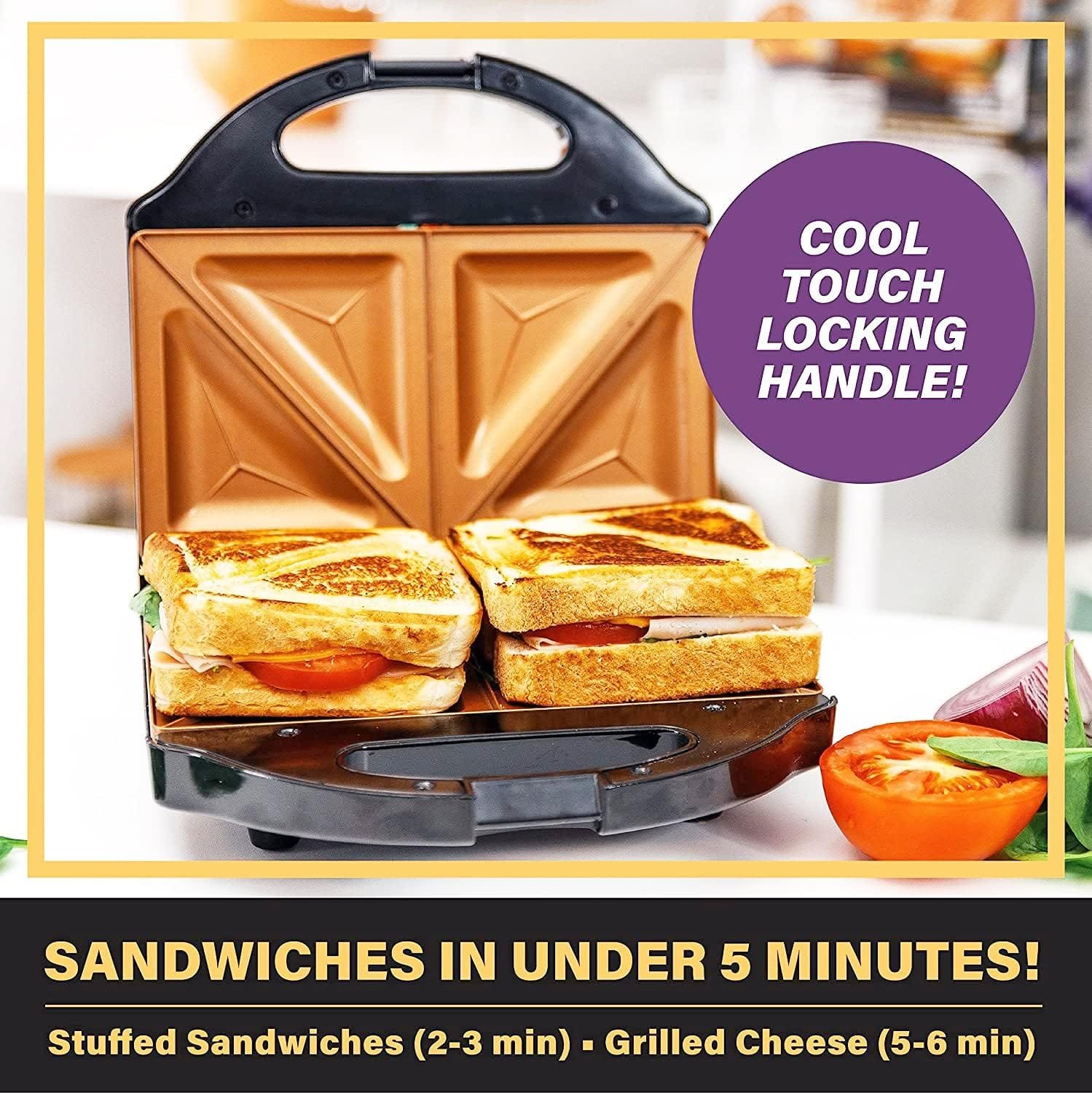 Gotham Steel Nonstick Panini Press Sandwich Maker, 2in1 Breakfast Sandwich Maker Grill / Sandwich Press Grill with Indicator Light, Grilled Cheese Maker Makes 2 Sandwiches with Easy Cut Edges Gotham Steel Nonstick Panini Press Sandwich Maker, 2in1 Breakfast Sandwich Maker Grill / Sandwich Press Grill with Indicator Light, Grilled Cheese Maker Makes 2 Sandwiches with Easy Cut Edges