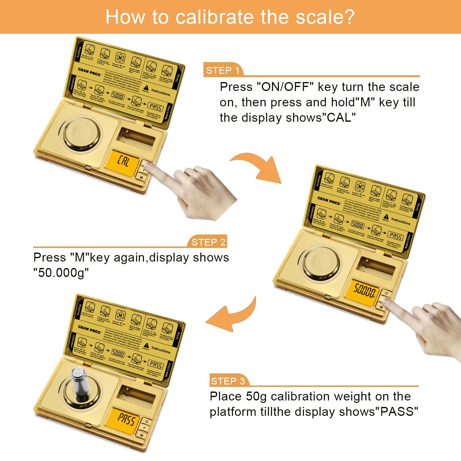 GRAM PRES High Precision Milligram Scale,50g/0.001g Digital Mini Pocket Gram Scale,Mg Scale for Weighing Powders,Jewelry, Medicine, Gem, Reloading, with Cal Weight, Tweezer ，Tray and Scoop