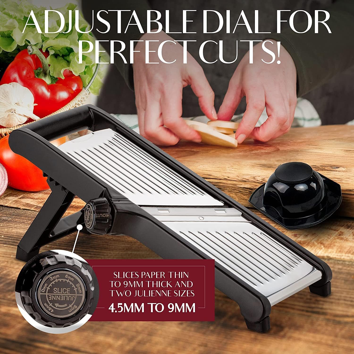 Gramercy Food Slicer With Cut-Resistant Gloves - Mandoline for Vegetables, Potatoes, Cucumbers