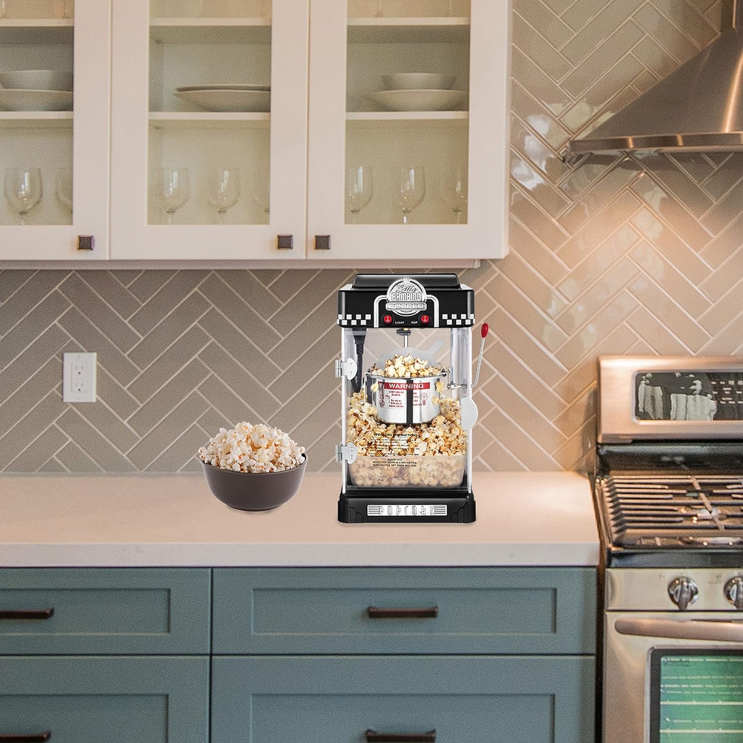 great-northern-popcorn-little-bambino-popcorn-machines-charcoal-maple-black - Cooking Appliance World