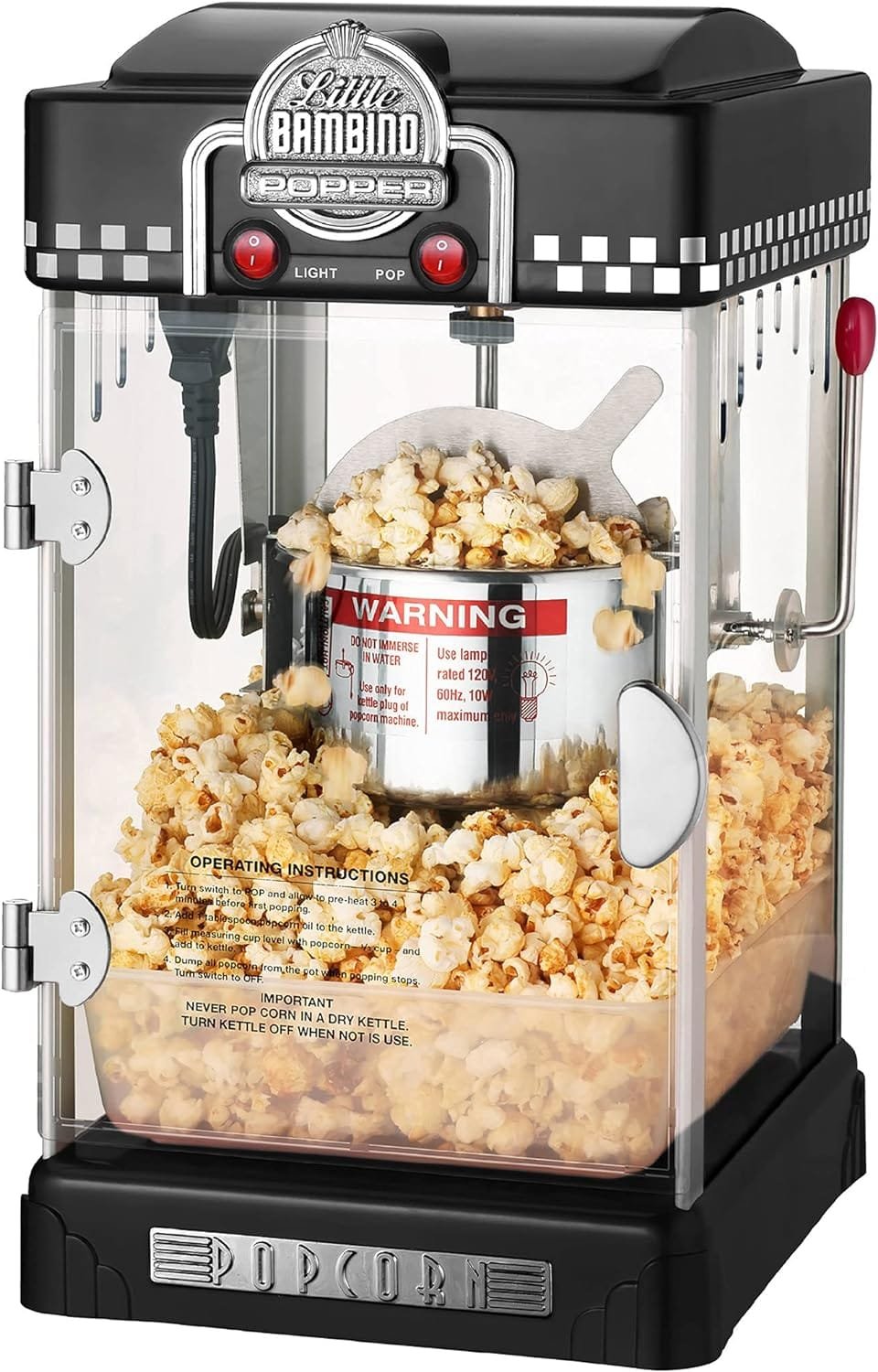 Great Northern Popcorn Little Bambino Popcorn Machines, Charcoal Maple, Black