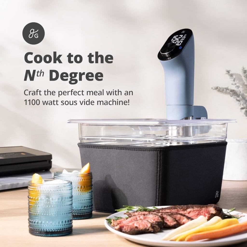 Greater Goods Kitchen Sous Vide - A Powerful Precision Cooking Machine at 1100 Watts; Ultra Quiet Immersion Circulator With a Brushless Motor, (Onyx Black) Greater Goods Kitchen Sous Vide - A Powerful Precision Cooking Machine at 1100 Watts; Ultra Quiet Immersion Circulator With a Brushless Motor, (Onyx Black)