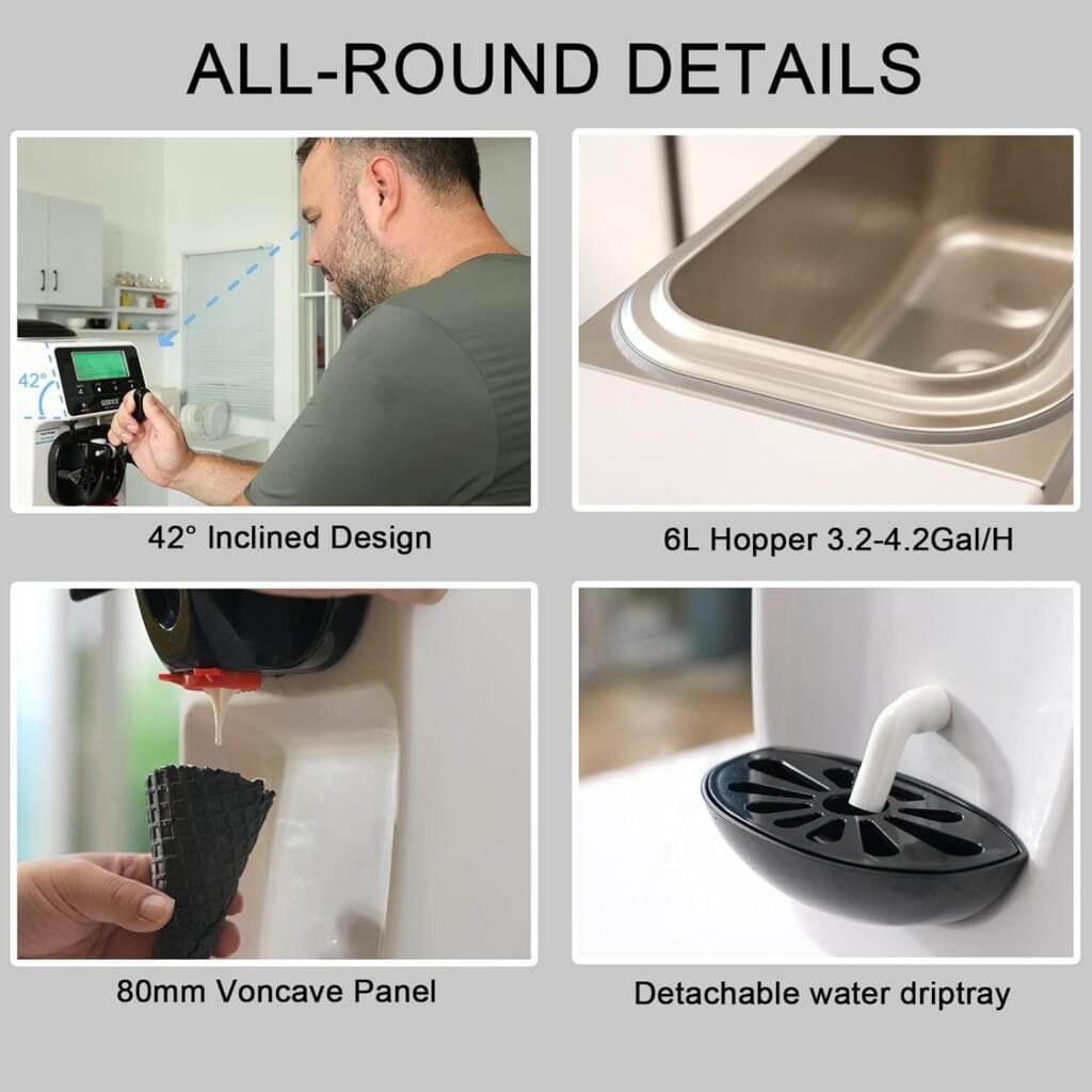 GSEICE Soft Serve Ice Cream Machine for Home, 3.2 to 4.2 Gal/H Ice Cream Maker Machine with Pre-cooling, 1050W Single Flavor Commercial Ice Cream Machine Machine with 1.6 Gal Tank