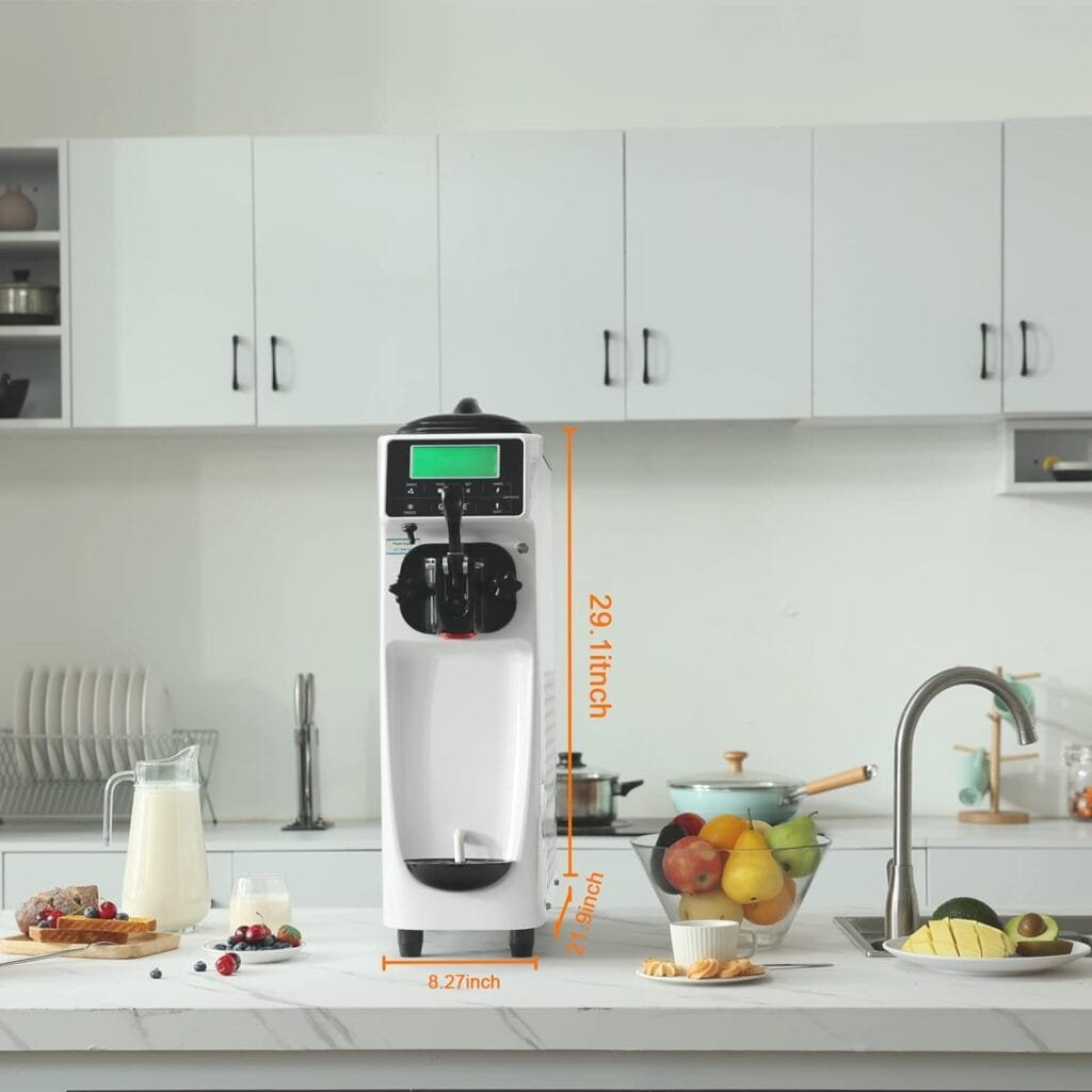 GSEICE Soft Serve Ice Cream Machine for Home, 3.2 to 4.2 Gal/H Ice Cream Maker Machine with Pre-cooling, 1050W Single Flavor Commercial Ice Cream Machine Machine with 1.6 Gal Tank