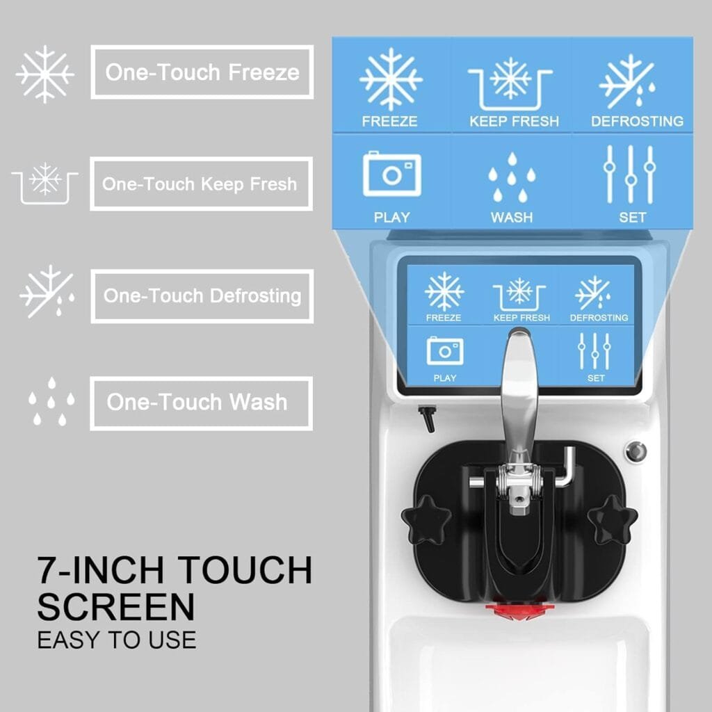 GSEICE Soft Serve Ice Cream Machine for Home, 3.2 to 4.2 Gal/H Ice Cream Maker Machine with Pre-cooling, 1050W Single Flavor Commercial Ice Cream Machine Machine with 1.6 Gal Tank