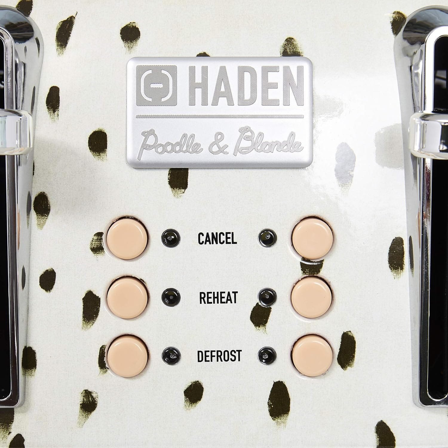 Haden 75024 4-Slice Toaster, Wide Slot with Removable Crumb Tray and Settings, White/Brown Spots/Pink