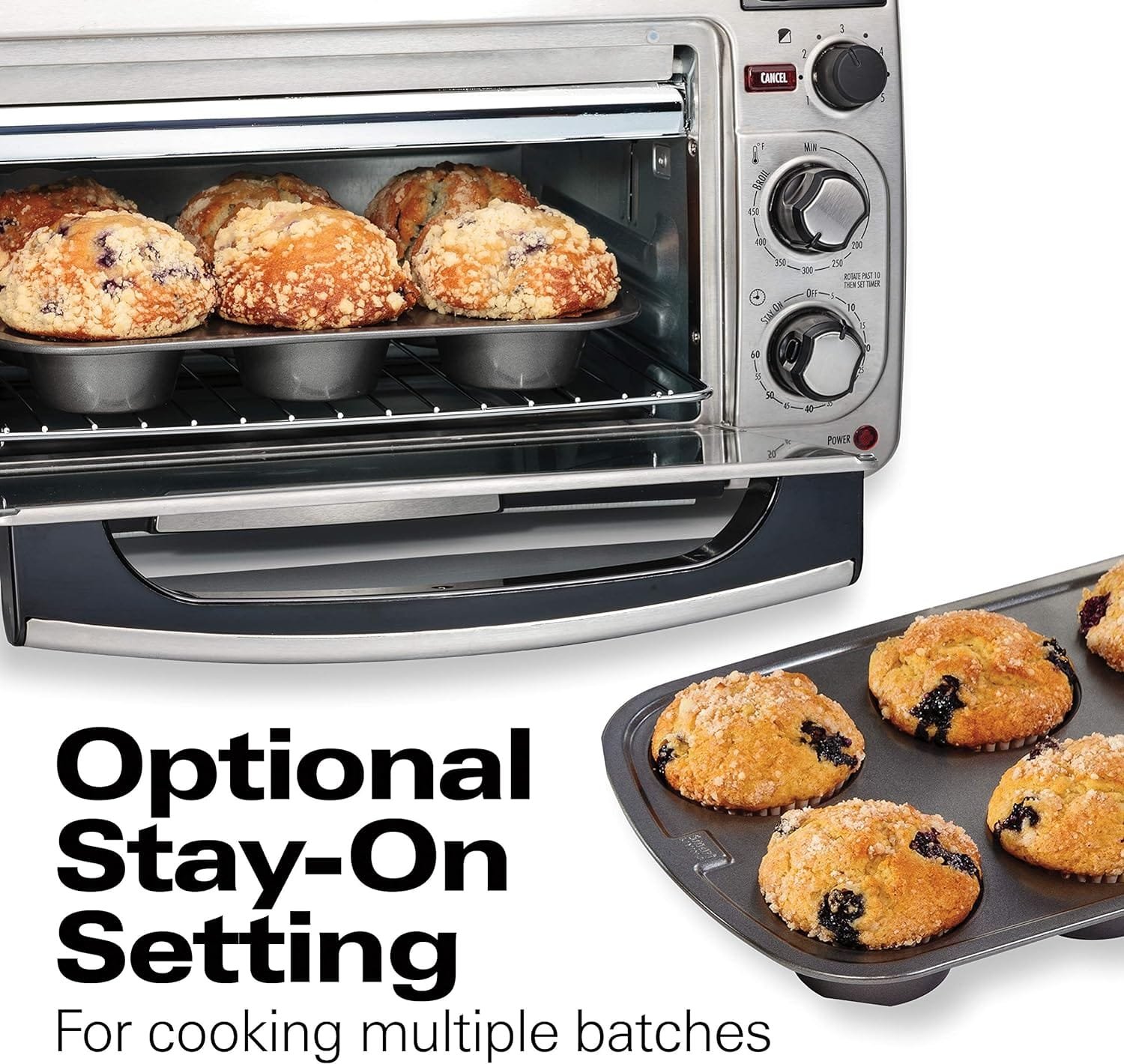 Hamilton Beach 2-in-1 Countertop Toaster Oven and Long Slot 2 Slice Toaster, 60 Minute Timer and Automatic Shut Off, Shade Selector, Stainless Steel (31156)