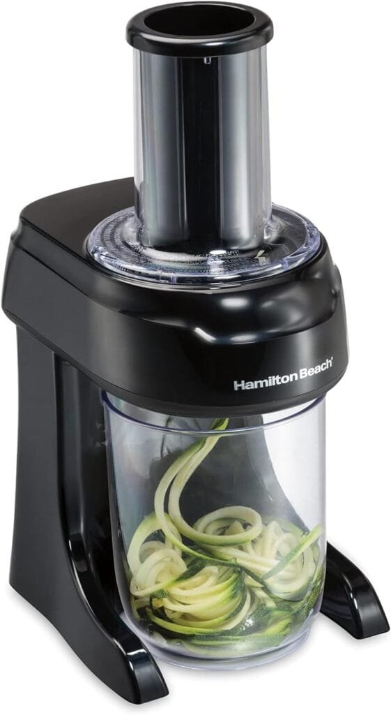 Hamilton Beach 3-in-1 Electric Vegetable Spiralizer Slicer With 3 Cutting Cones for Veggie Spaghetti, Linguine, and Ribbons, 6-Cups, Black,70930 Hamilton Beach 3-in-1 Electric Vegetable Spiralizer Slicer With 3 Cutting Cones for Veggie Spaghetti, Linguine, and Ribbons, 6-Cups, Black,70930