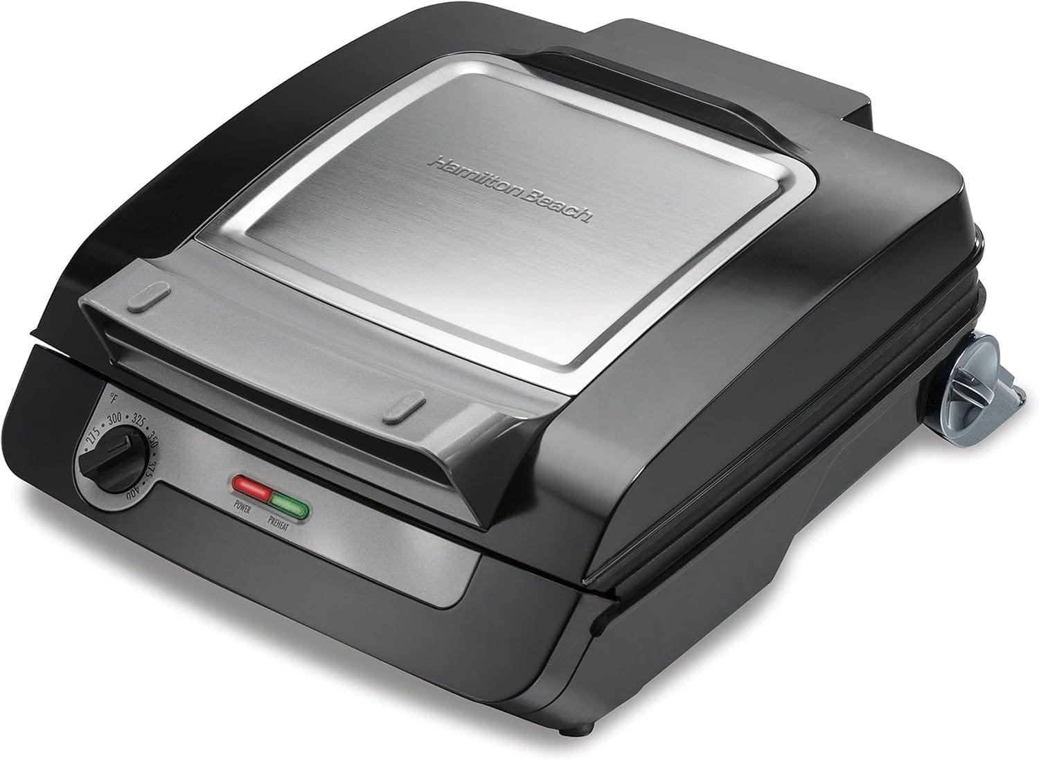 Hamilton Beach 4-in-1 Indoor Grill Electric Griddle Combo with Bacon Cooker, Opens Flat to Double Cooking Surface, Removable Nonstick Plates, Black Silver (25601) Hamilton Beach 4-in-1 Indoor Grill Electric Griddle Combo with Bacon Cooker, Opens Flat to Double Cooking Surface, Removable Nonstick Plates, Black Silver (25601)