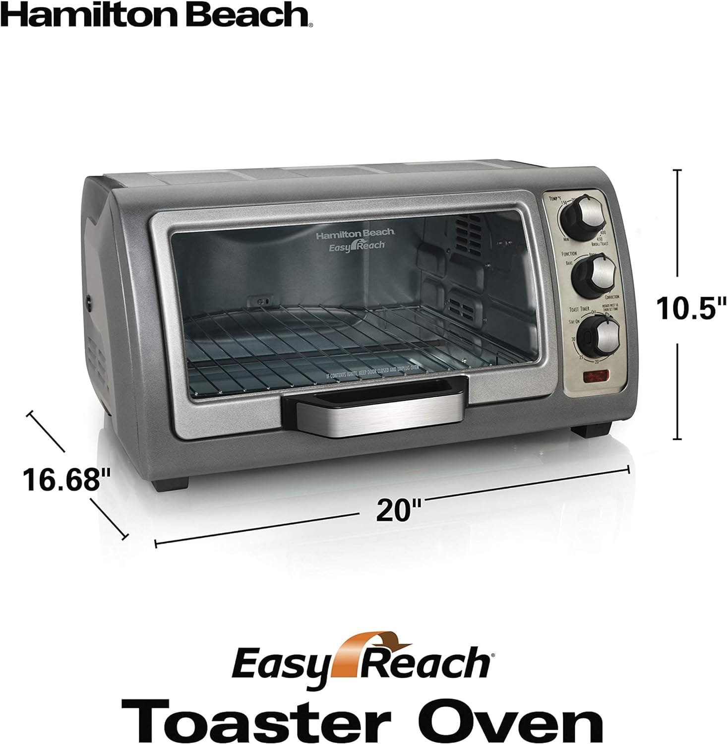 hamilton-beach-6-slice-convection-toaster-oven-with-easy-reach-roll-top-door-bake-broil-toast-functions-auto-shutoff-sil - Cooking Appliance World