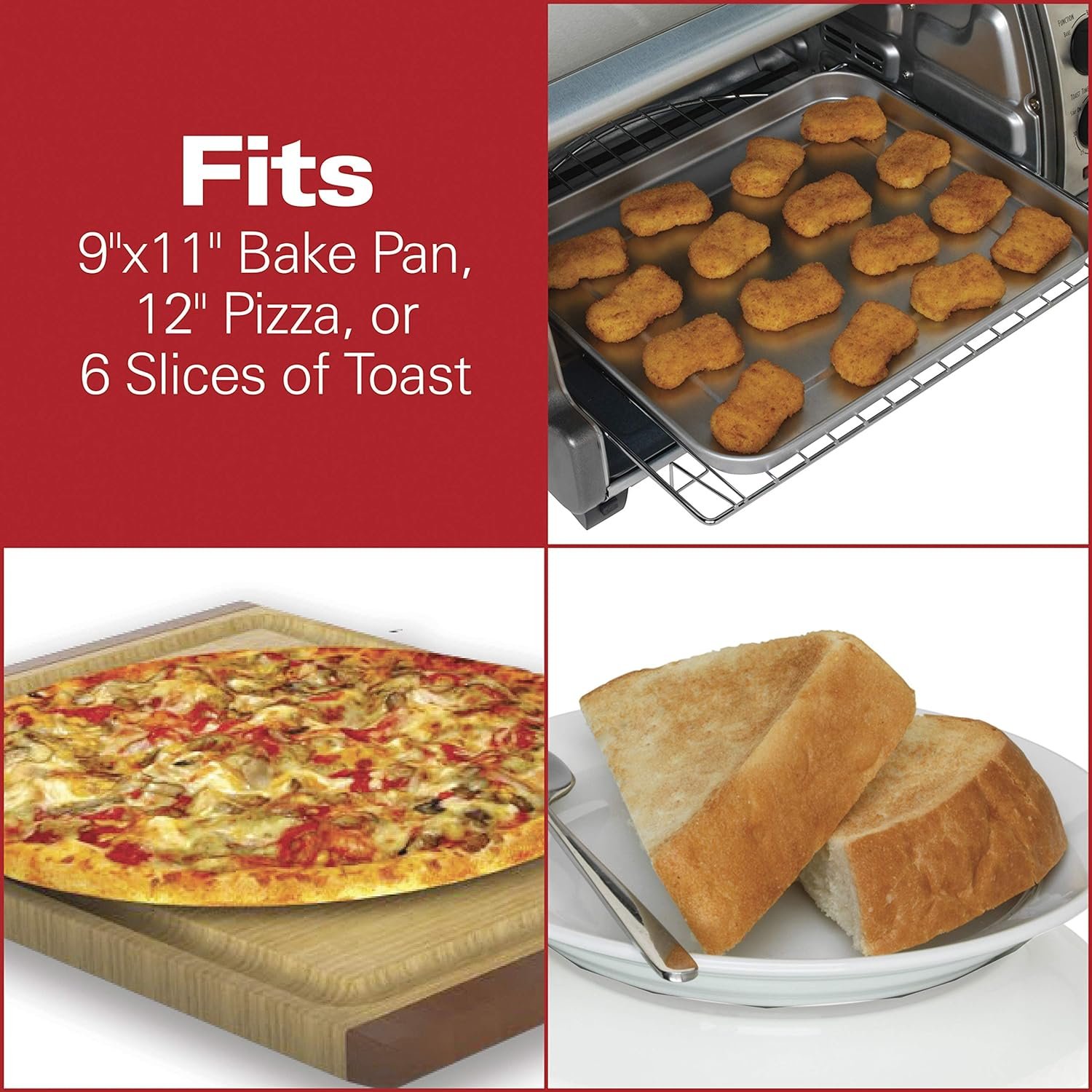 Hamilton Beach 6 Slice Convection Toaster Oven With Easy Reach Roll-Top Door, Bake, Broil Toast Functions, Auto Shutoff, Silver (31123DA) Hamilton Beach 6 Slice Convection Toaster Oven With Easy Reach Roll-Top Door, Bake, Broil Toast Functions, Auto Shutoff, Silver (31123DA)