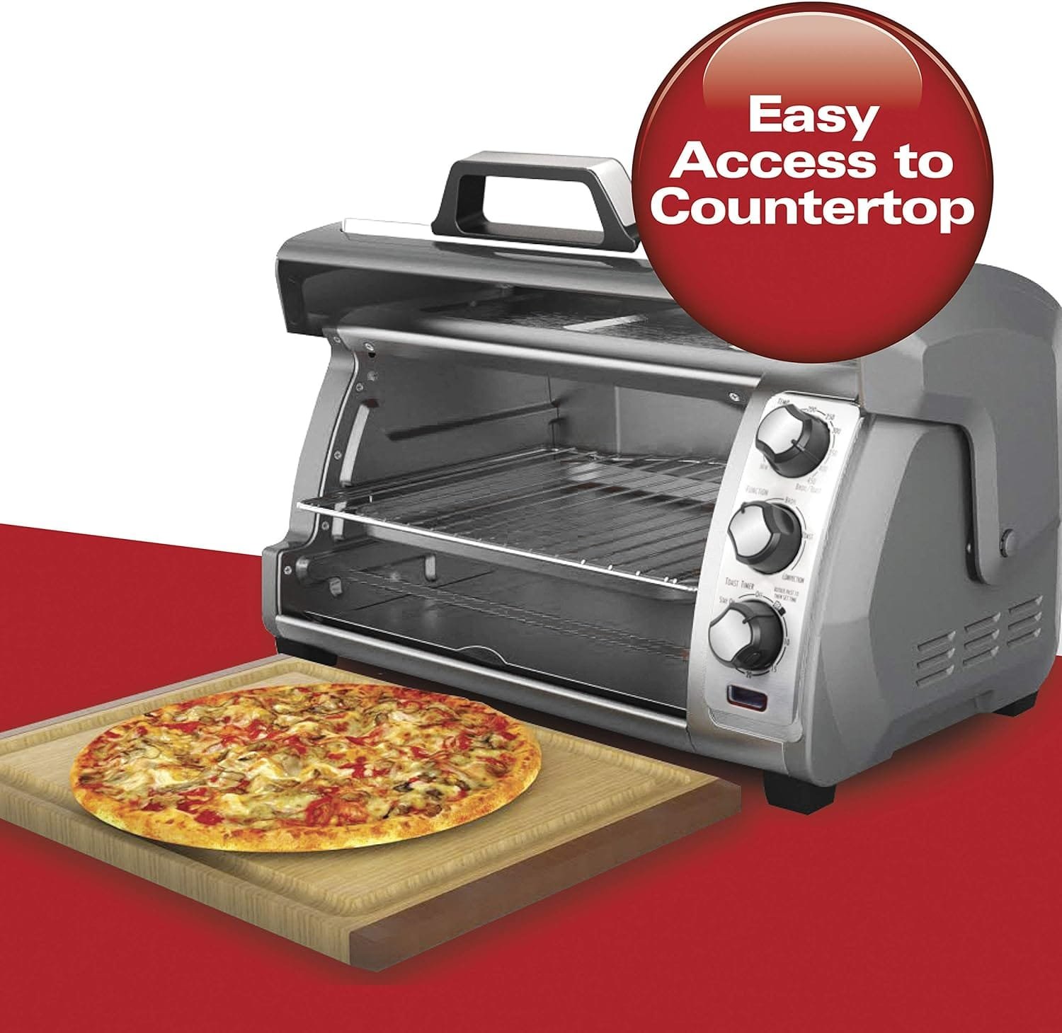 Hamilton Beach 6 Slice Convection Toaster Oven With Easy Reach Roll-Top Door, Bake, Broil Toast Functions, Auto Shutoff, Silver (31123DA) Hamilton Beach 6 Slice Convection Toaster Oven With Easy Reach Roll-Top Door, Bake, Broil Toast Functions, Auto Shutoff, Silver (31123DA)