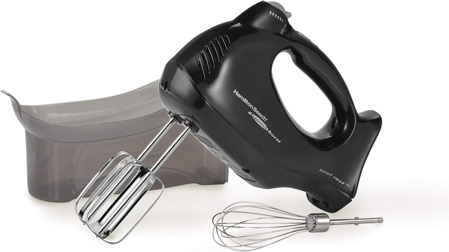 Hamilton Beach 6-Speed Electric Hand Mixer with Snap-On Case, Beaters, Whisk, Black (62692) Hamilton Beach 6-Speed Electric Hand Mixer with Snap-On Case, Beaters, Whisk, Black (62692)
