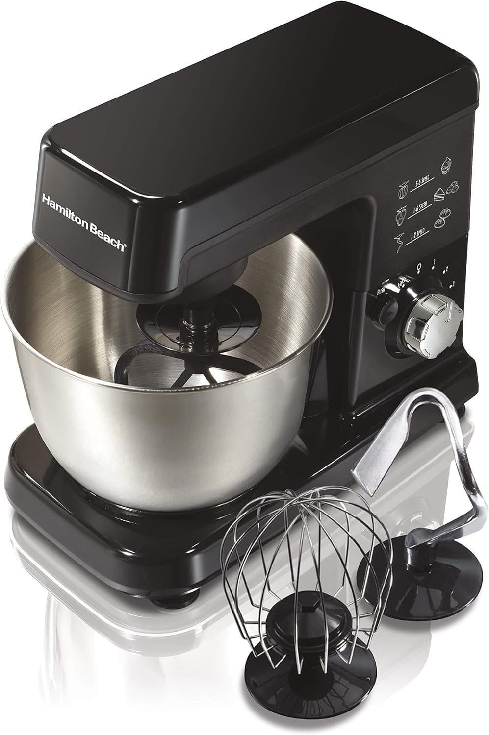 Hamilton Beach 6 Speed Electric Stand Mixer with Stainless Steel 3.5 Quart Bowl, Planetary Mixing, Tilt-Up Head, 300W Motor, Black (63325) Hamilton Beach 6 Speed Electric Stand Mixer with Stainless Steel 3.5 Quart Bowl, Planetary Mixing, Tilt-Up Head, 300W Motor, Black (63325)