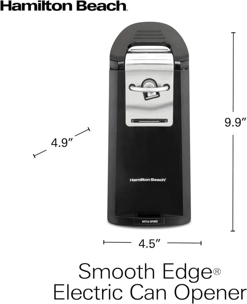 Hamilton Beach (76606ZA) Smooth Touch Electric Automatic Can Opener with Easy Push Down Lever, Opens All Standard-Size and Pop-Top Cans, Extra Tall, Black and Chrome Hamilton Beach (76606ZA) Smooth Touch Electric Automatic Can Opener with Easy Push Down Lever, Opens All Standard-Size and Pop-Top Cans, Extra Tall, Black and Chrome