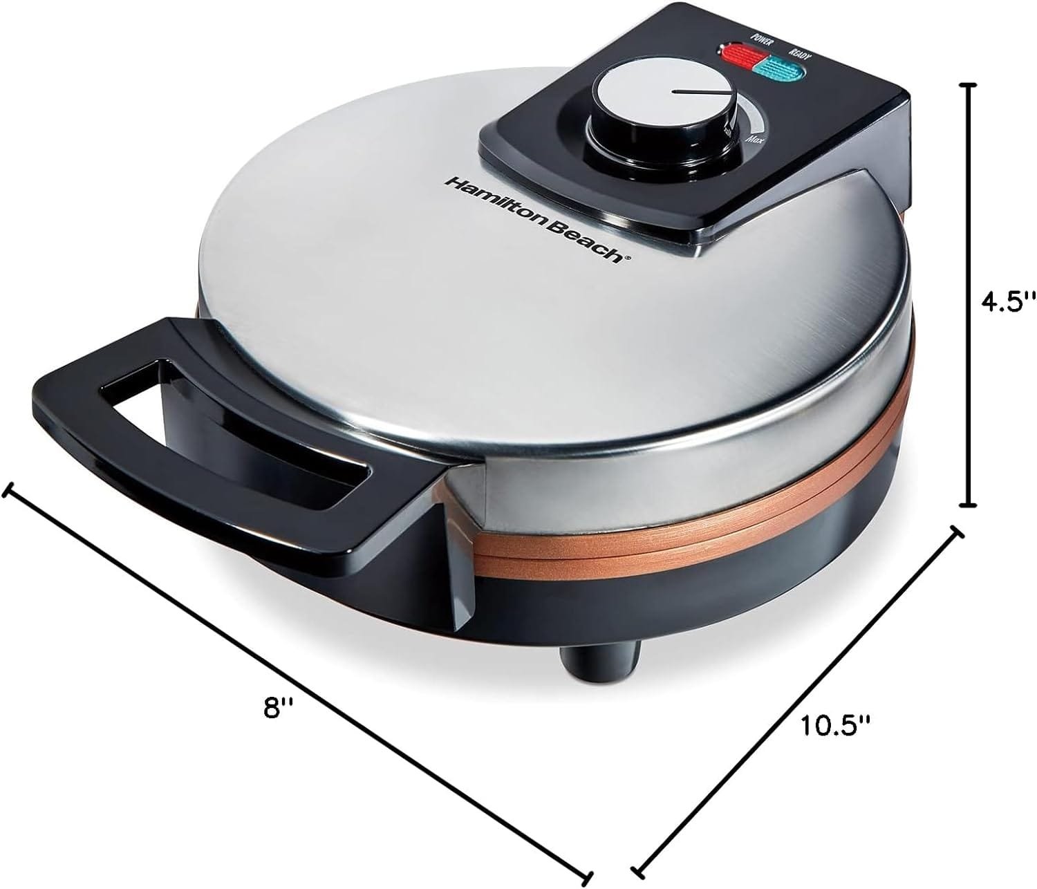Hamilton Beach Belgian Waffle Maker with Non-Stick Copper Ceramic Plates, Browning Control, Indicator Lights, Stainless Steel (26081) Hamilton Beach Belgian Waffle Maker with Non-Stick Copper Ceramic Plates, Browning Control, Indicator Lights, Stainless Steel (26081)