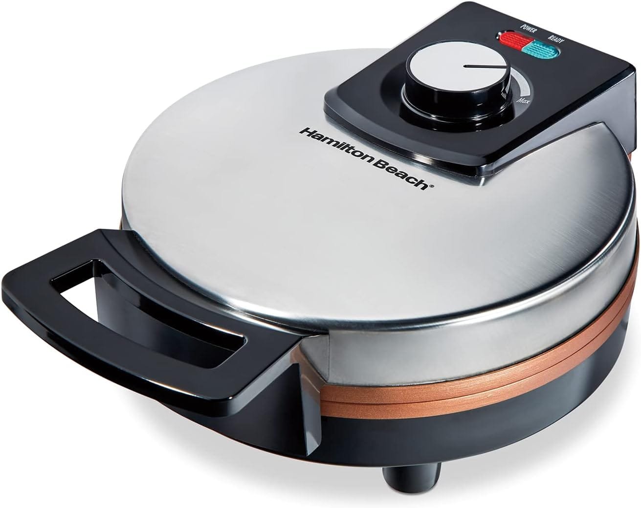 Hamilton Beach Belgian Waffle Maker with Non-Stick Copper Ceramic Plates, Browning Control, Indicator Lights, Stainless Steel (26081) Hamilton Beach Belgian Waffle Maker with Non-Stick Copper Ceramic Plates, Browning Control, Indicator Lights, Stainless Steel (26081)