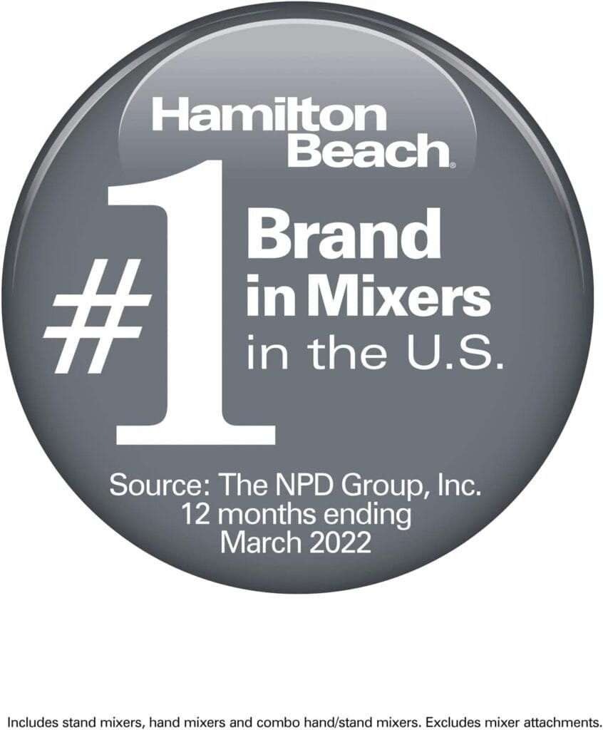 Hamilton Beach Classic Stand and Hand Mixer, 4 Quarts, 6 Speeds with QuickBurst, Bowl Rest, 290 Watts Peak Power, Black and Stainless Hamilton Beach Classic Stand and Hand Mixer, 4 Quarts, 6 Speeds with QuickBurst, Bowl Rest, 290 Watts Peak Power, Black and Stainless