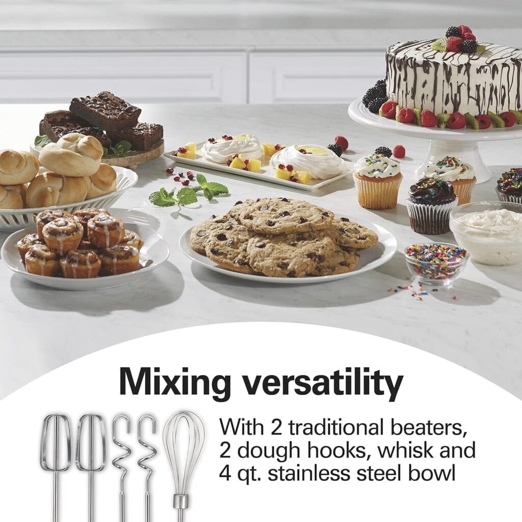 Hamilton Beach Classic Stand and Hand Mixer, 4 Quarts, 6 Speeds with QuickBurst, Bowl Rest, 290 Watts Peak Power, Blue (64658) Hamilton Beach Classic Stand and Hand Mixer, 4 Quarts, 6 Speeds with QuickBurst, Bowl Rest, 290 Watts Peak Power, Blue (64658)