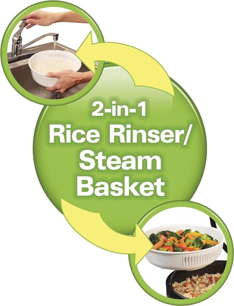 Hamilton Beach Digital Programmable Rice Cooker  Food Steamer, 8 Cups Cooked (4 Uncooked), With Steam  Rinse Basket, Stainless Steel (37518)