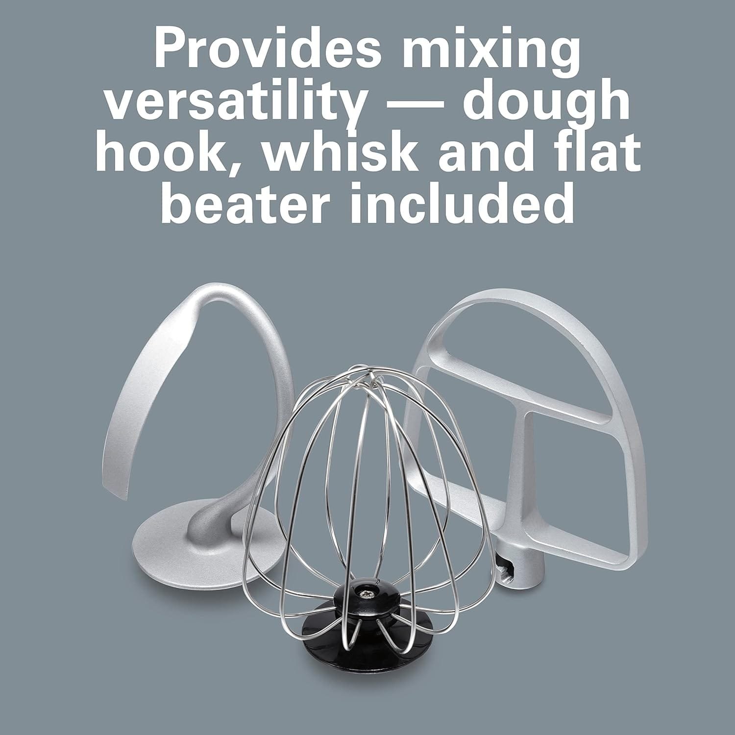 Hamilton Beach Electric Stand Mixer, 4 Quarts, Dough Hook, Flat Beater Attachments, Splash Guard 7 Speeds with Whisk, Red