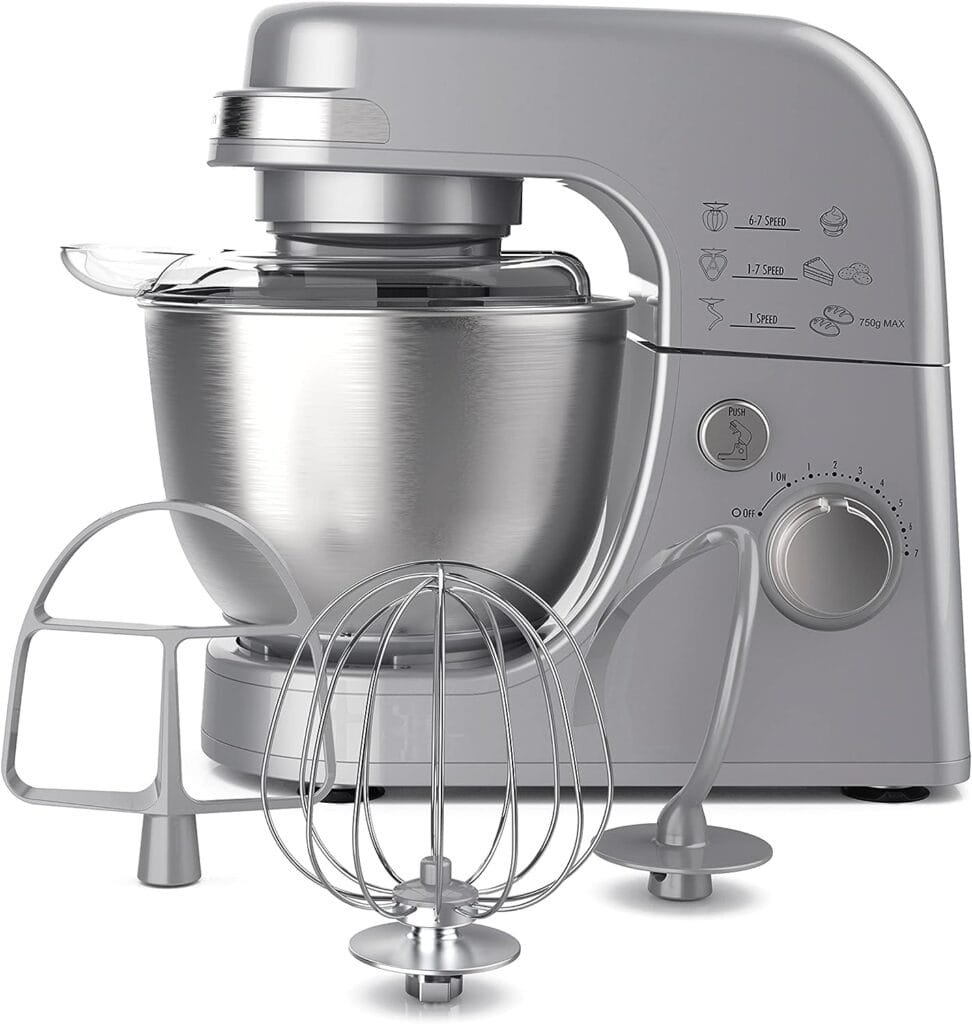 Hamilton Beach Electric Stand Mixer, 4 Quarts, Dough Hook, Flat Beater Attachments, Splash Guard 7 Speeds with Whisk, Silver Hamilton Beach Electric Stand Mixer, 4 Quarts, Dough Hook, Flat Beater Attachments, Splash Guard 7 Speeds with Whisk, Silver