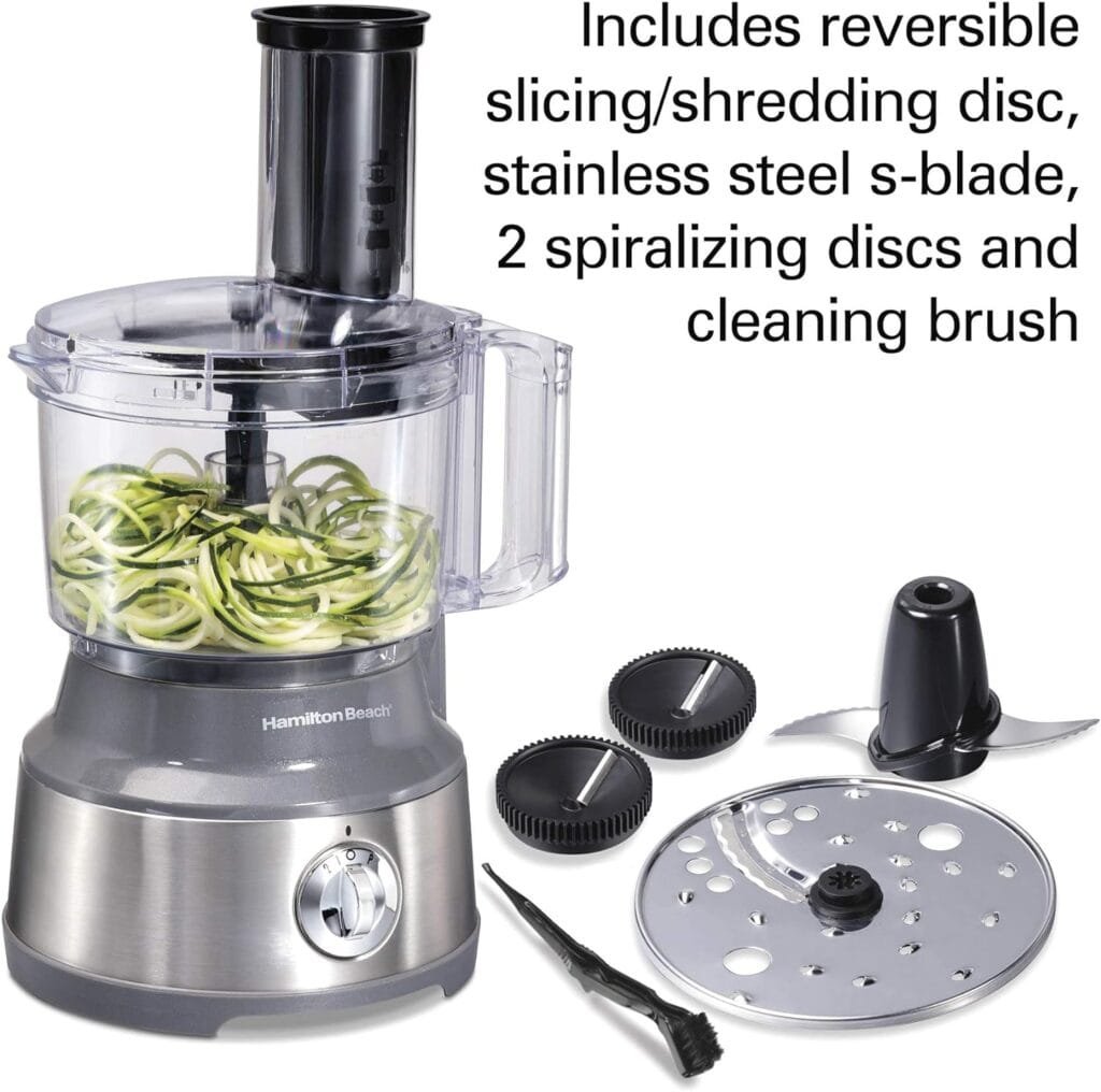 Hamilton Beach Food Processor Vegetable Chopper for Slicing, Shredding, Mincing, and Puree, 10 Cups + Easy Clean Bowl Scraper, Black and Stainless Steel (70730) Hamilton Beach Food Processor Vegetable Chopper for Slicing, Shredding, Mincing, and Puree, 10 Cups + Easy Clean Bowl Scraper, Black and Stainless Steel (70730)