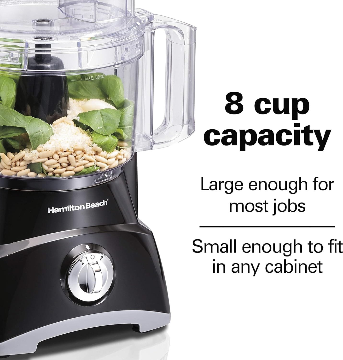 Hamilton Beach Food Processor  Vegetable Chopper for Slicing, Shredding, Mincing, and Puree, 8 Cup, Black
