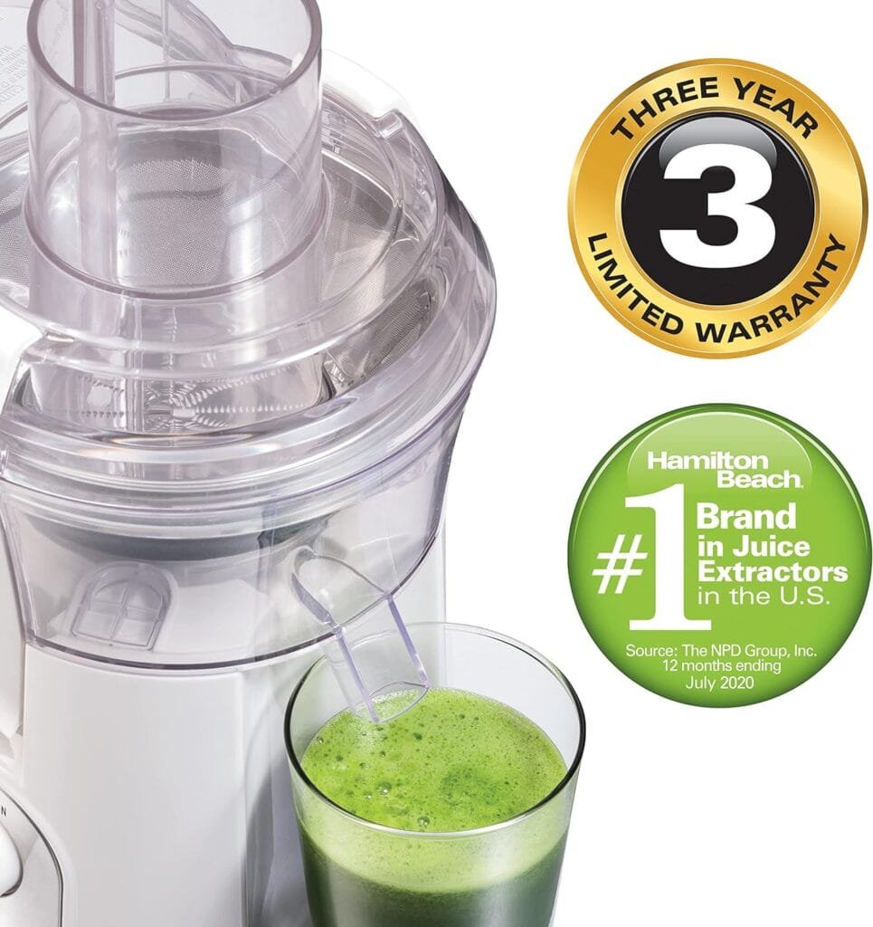 Hamilton Beach Juicer Machine, Big Mouth Large 3” Feed Chute for Whole Fruits and Vegetables, Easy to Clean, Centrifugal Extractor, BPA Free, 800W Motor, Black Hamilton Beach Juicer Machine, Big Mouth Large 3” Feed Chute for Whole Fruits and Vegetables, Easy to Clean, Centrifugal Extractor, BPA Free, 800W Motor, Black