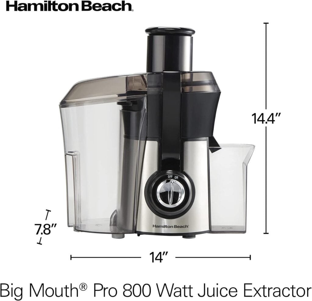 Hamilton Beach Juicer Machine, Big Mouth Large 3” Feed Chute for Whole Fruits and Vegetables, Easy to Clean, Centrifugal Extractor, BPA Free, 800W Motor, Silver Hamilton Beach Juicer Machine, Big Mouth Large 3” Feed Chute for Whole Fruits and Vegetables, Easy to Clean, Centrifugal Extractor, BPA Free, 800W Motor, Silver