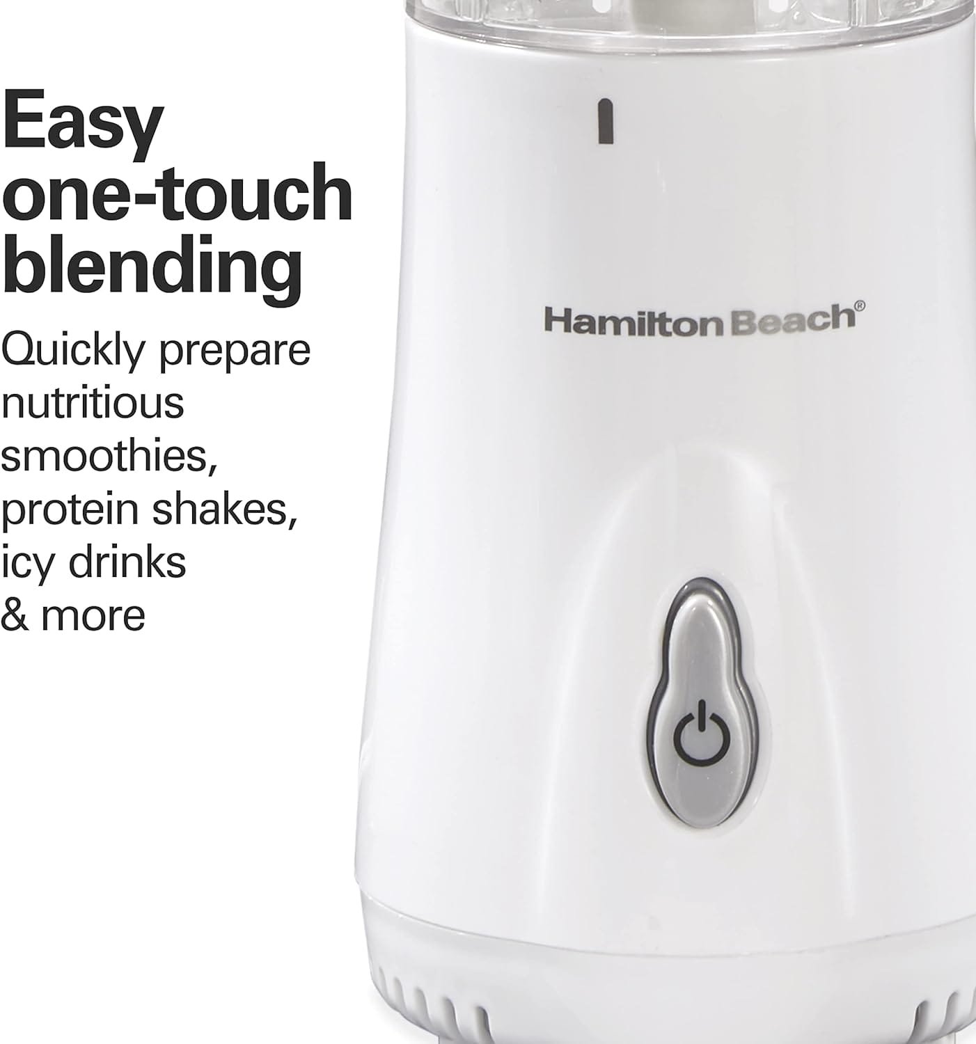 Hamilton Beach Portable Blender for Shakes and Smoothies with 14 Oz BPA Free Travel Cup and Lid, Durable Stainless Steel Blades for Powerful Blending Performance, 2 Jars - White (51102V)