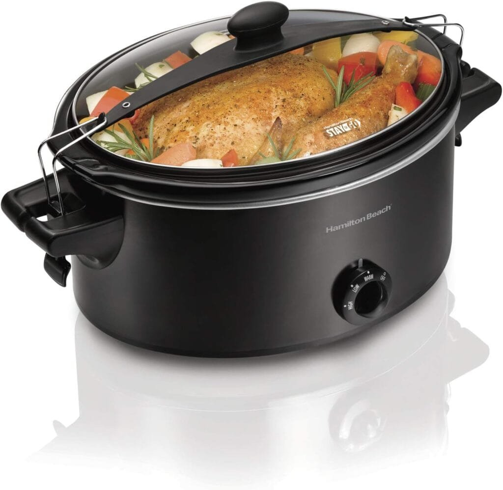 Hamilton Beach Slow Cooker, Extra Large 10 Quart, Stay or Go Portable With Lid Lock, Dishwasher Safe Crock, Black (33195) Hamilton Beach Slow Cooker, Extra Large 10 Quart, Stay or Go Portable With Lid Lock, Dishwasher Safe Crock, Black (33195)